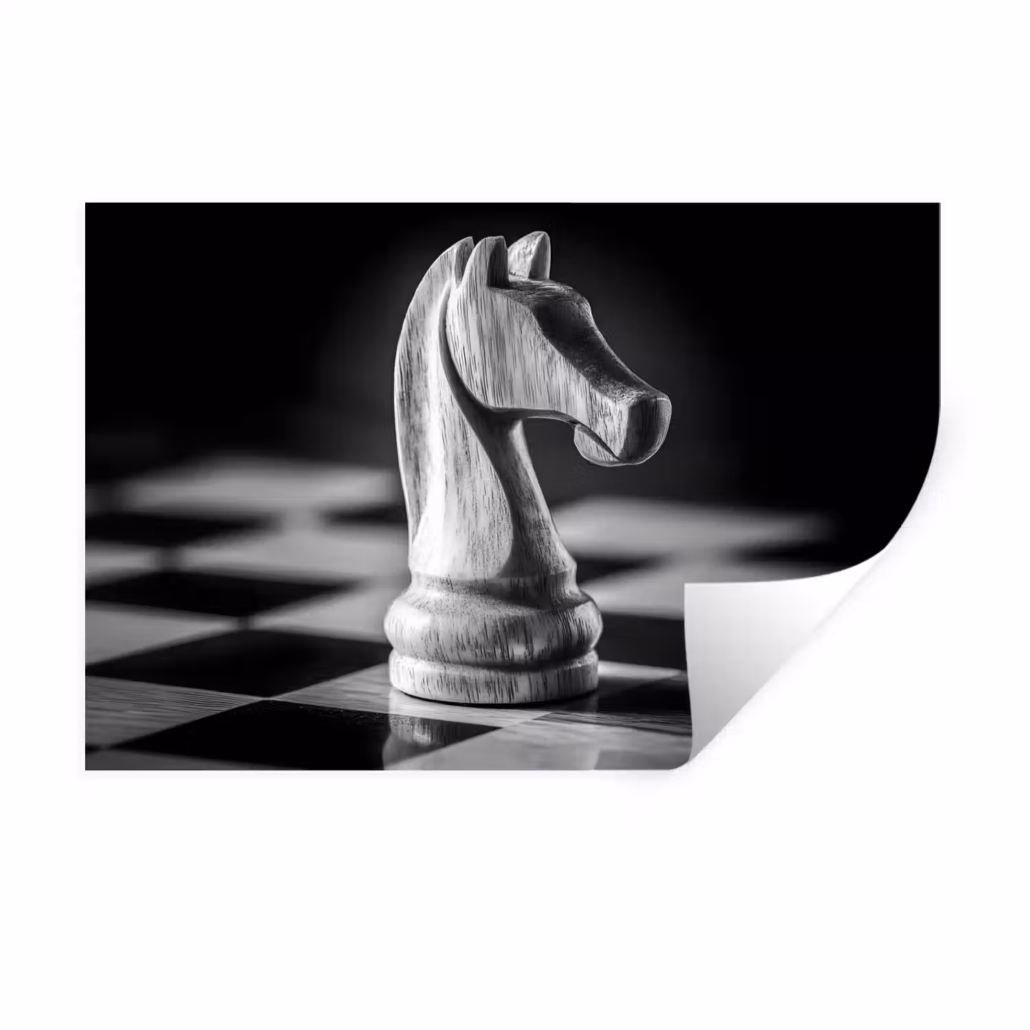 Paard - Hout - Schaalbord - Zwart Muursticker klein -3d