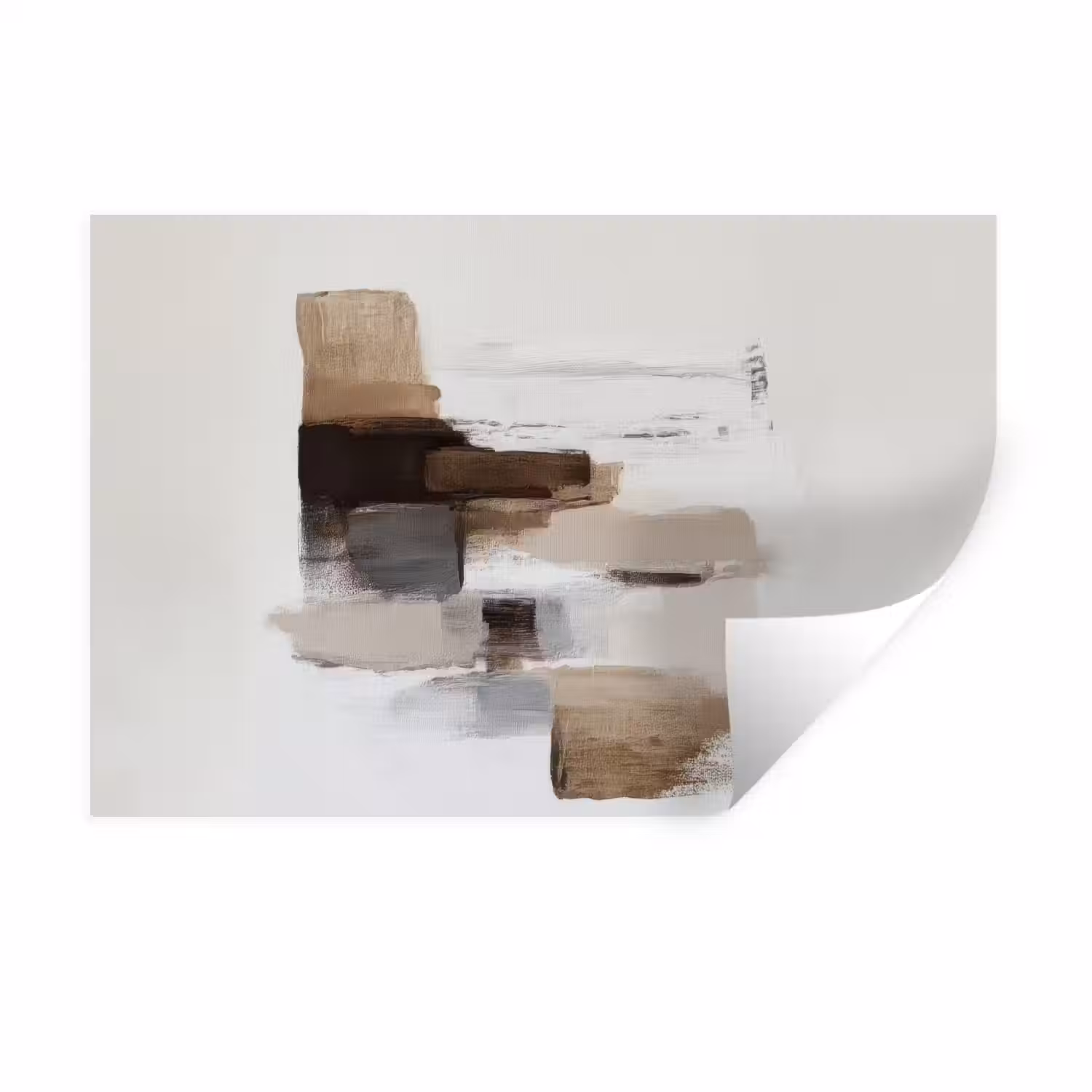 Penseelstreken - Balans - Beige - Bruin Muursticker klein -3d