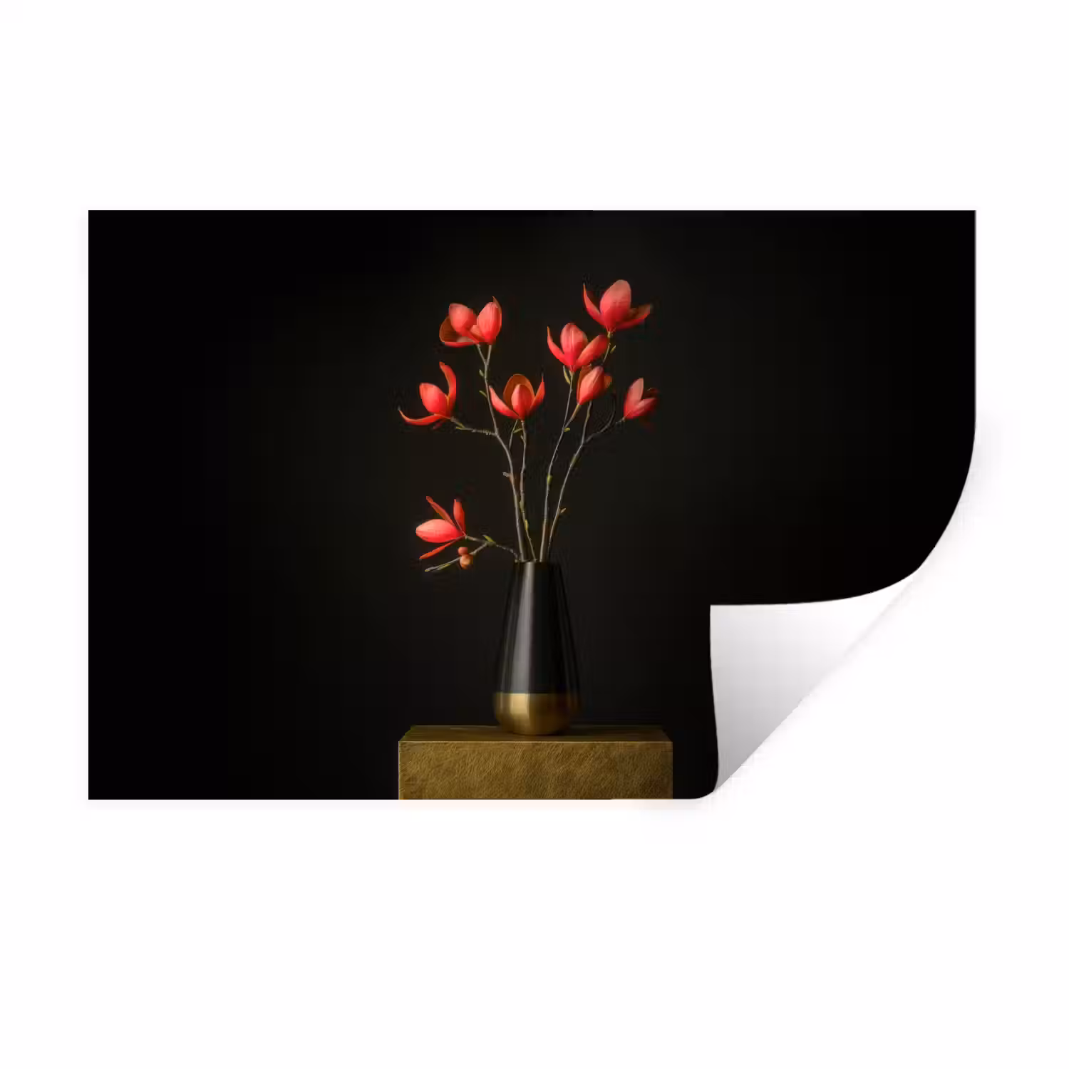 Rode - Bloemen - Vaas Muursticker klein -3d