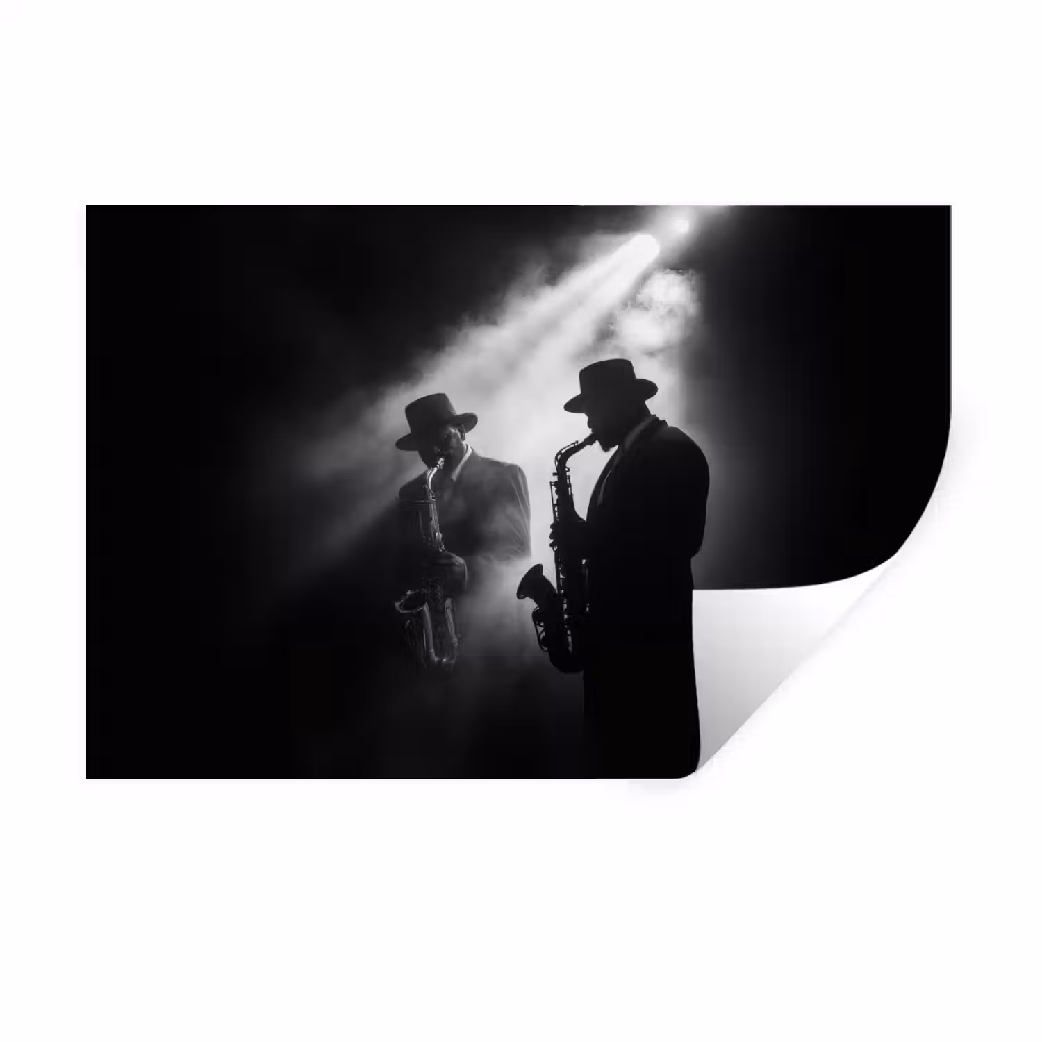 Saxofonisten - Hoeden - Rook - Licht Muursticker klein -3d