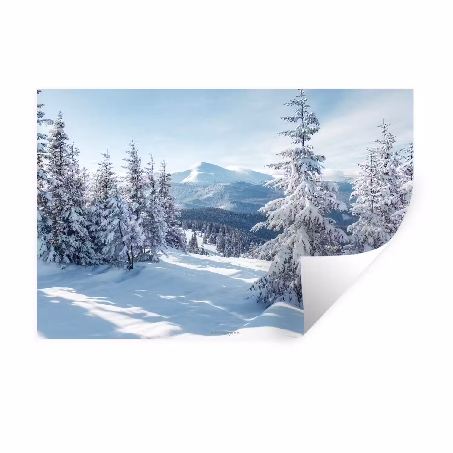 Sneeuw - Winter - Landschap - Bergen Muursticker klein -3d