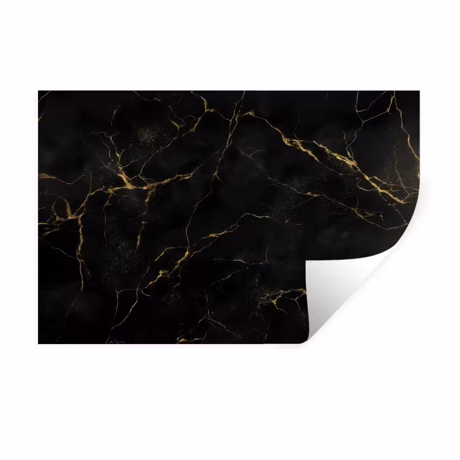 Zwart marmer - Gouden aders - Klassiek Muursticker klein -3d