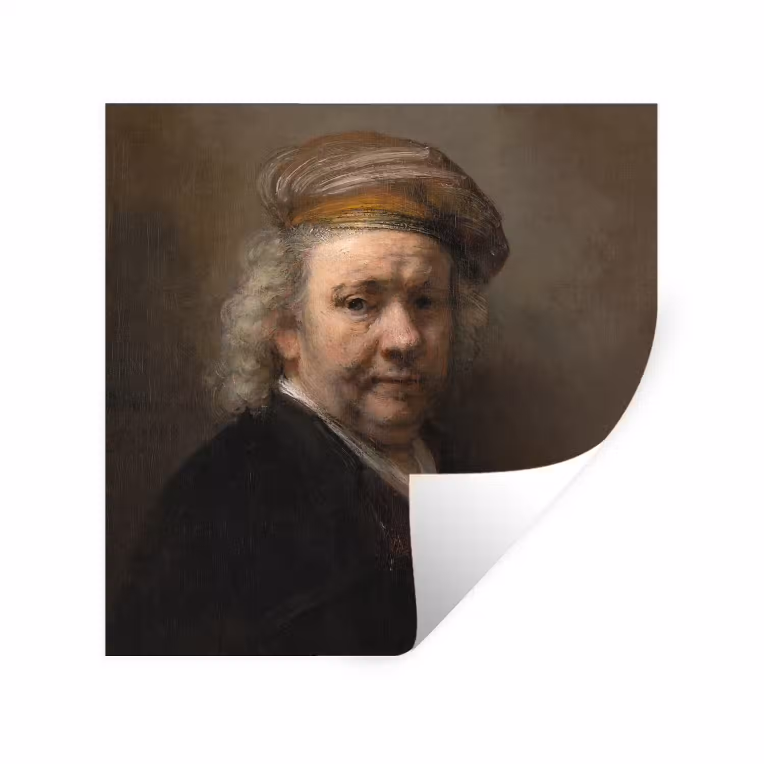 Zelfportret - Schilderij van Rembrandt van Rijn Muursticker klein -3d