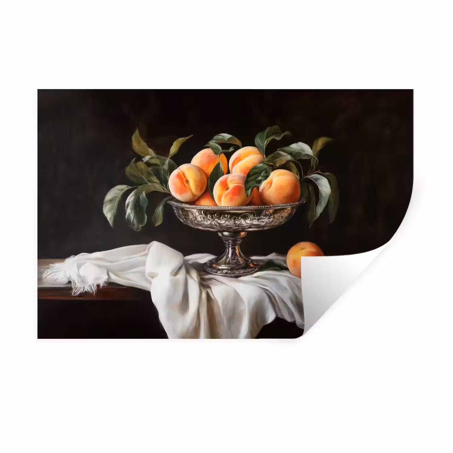 Stilleven - Perziken - Vintage Muursticker klein -3d