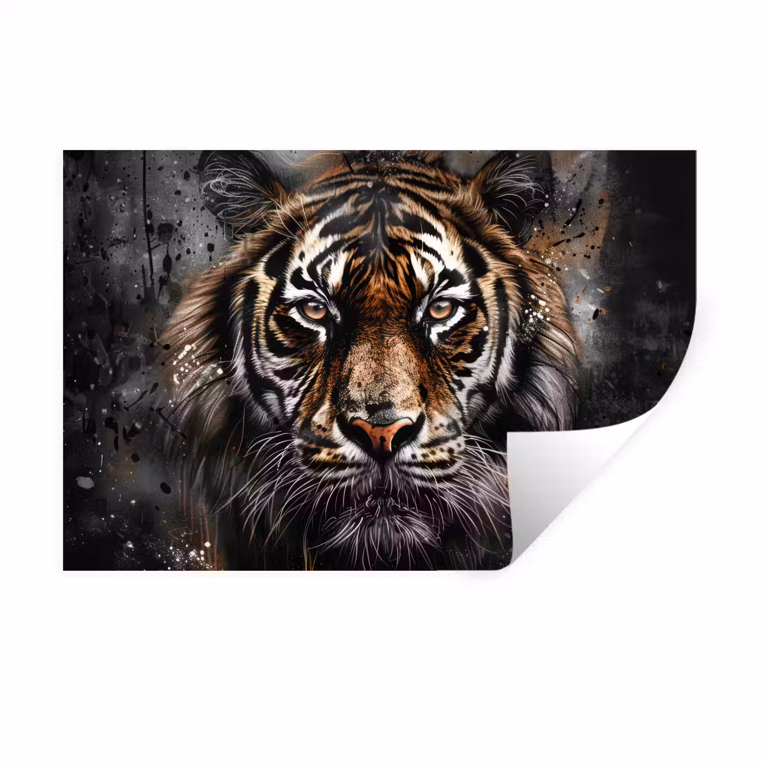 Tijger - Dieren - Portret - Luxe - Zwart Muursticker klein -3d