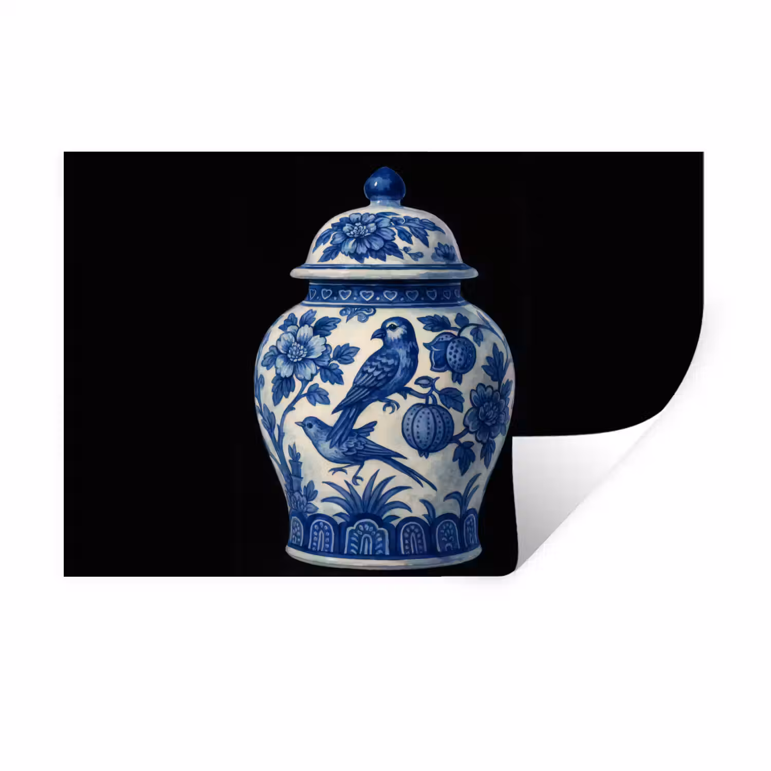 Pot - Delfts Blauw - Bloemen Muursticker klein -3d
