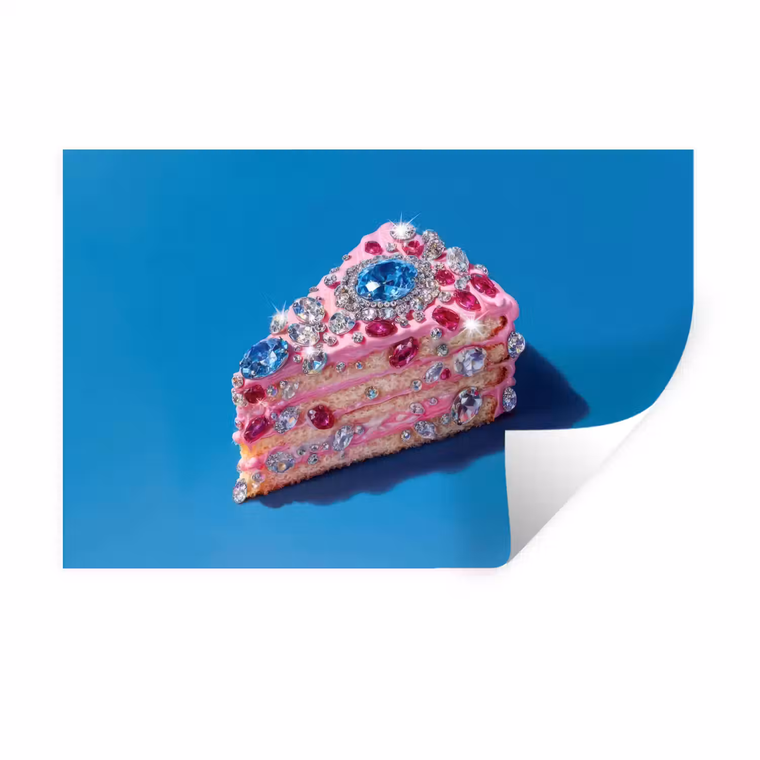 Taart - Edelstenen - Glitters - Roze Muursticker klein -3d