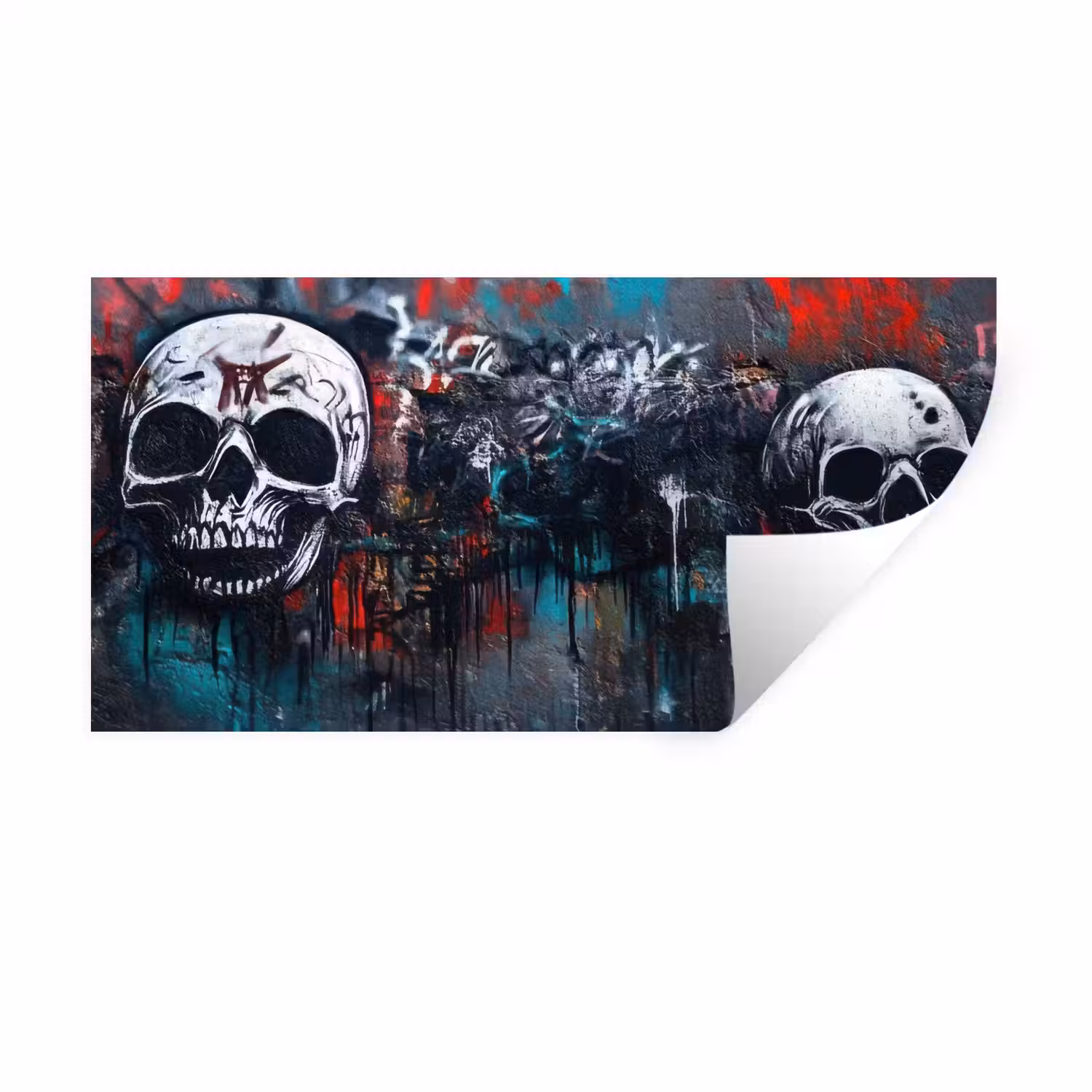 Schedels - Graffiti - Abstract Muursticker klein -3d