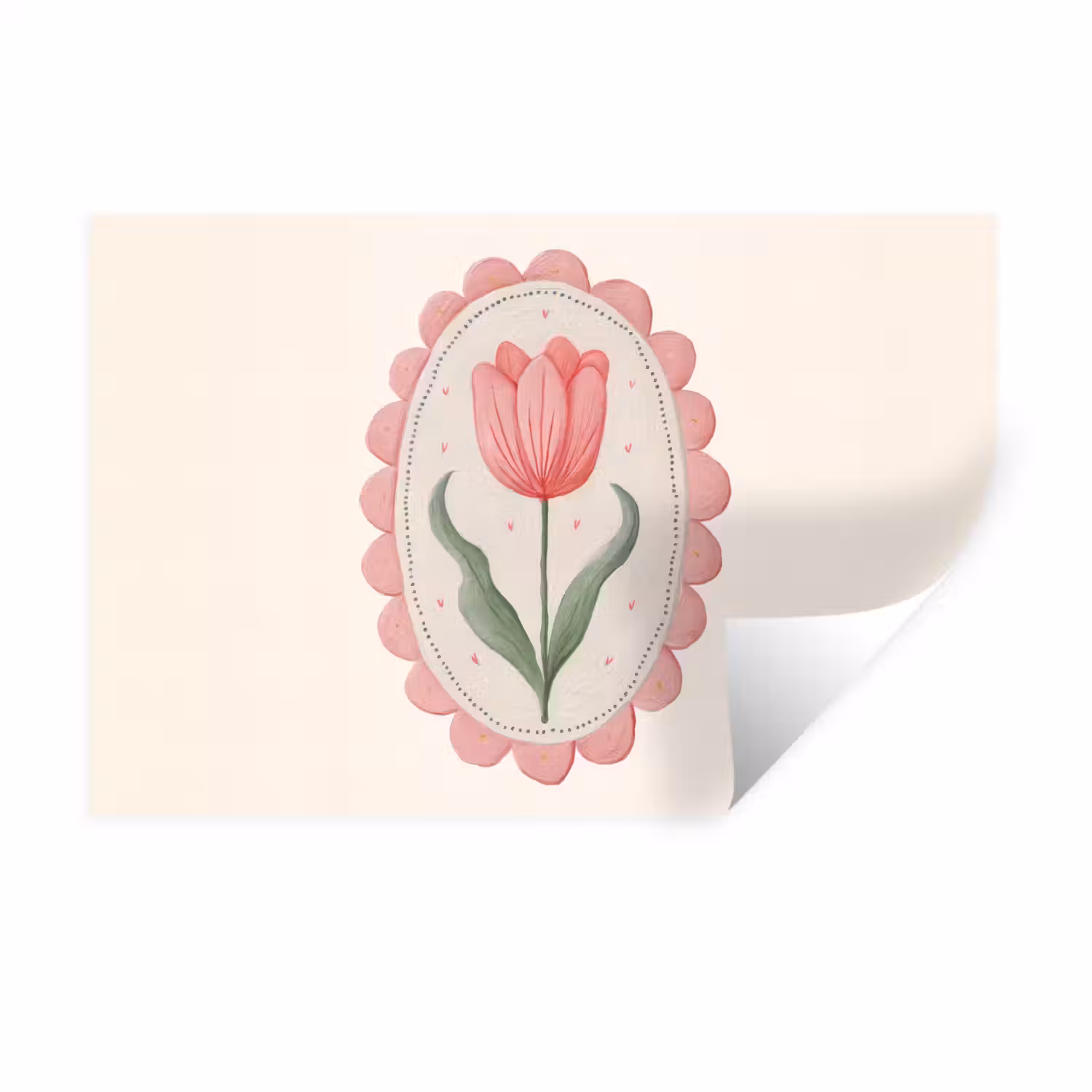 Tulp - Lijst - Ovaal - Illustratie Muursticker klein -3d