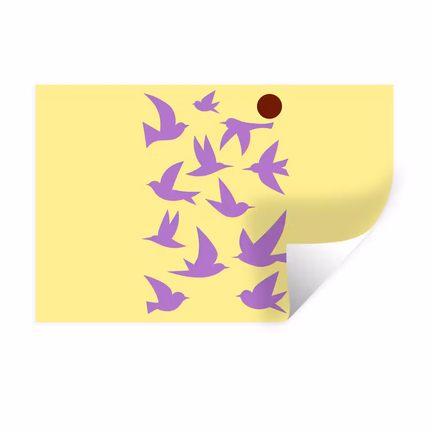 Vogels - Cirkel - Geel - Beweging Muursticker klein -3d