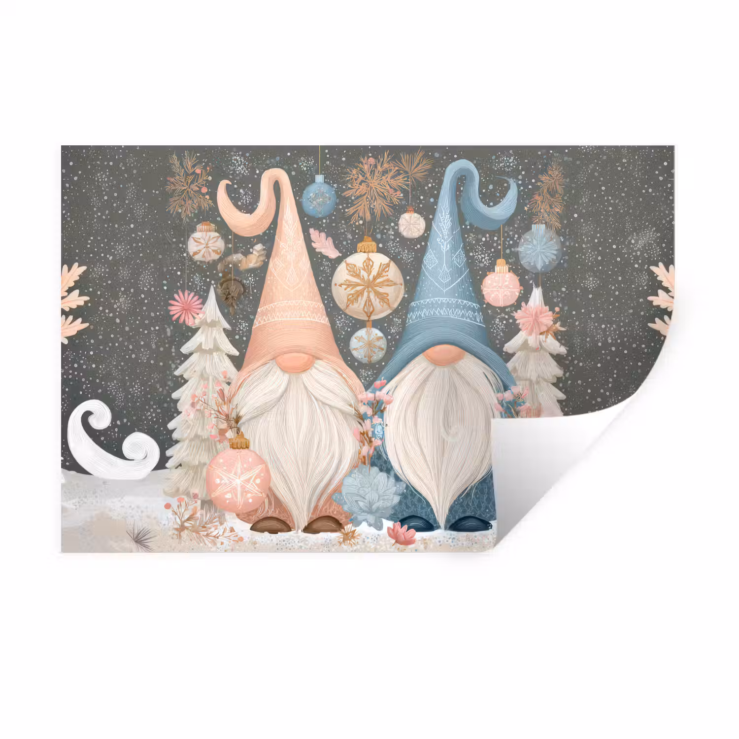 Kerst - Gnomen - Pastel Muursticker klein -3d