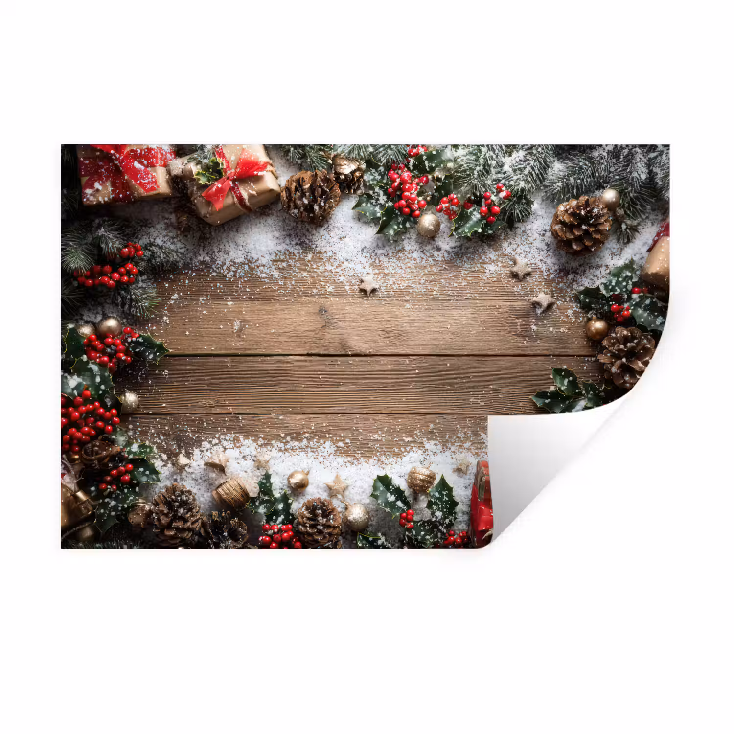 Kerstdecoratie - Geschenken - Hout - Veelkleurig Muursticker klein -3d