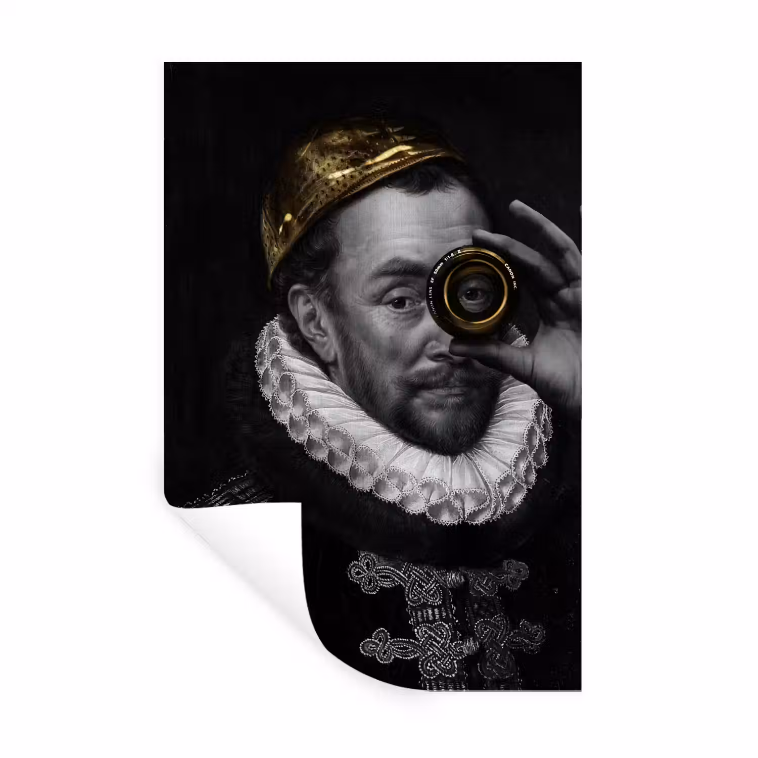 Willem van Oranje - Adriaen Thomasz - Goud - Lens Muursticker klein -3d