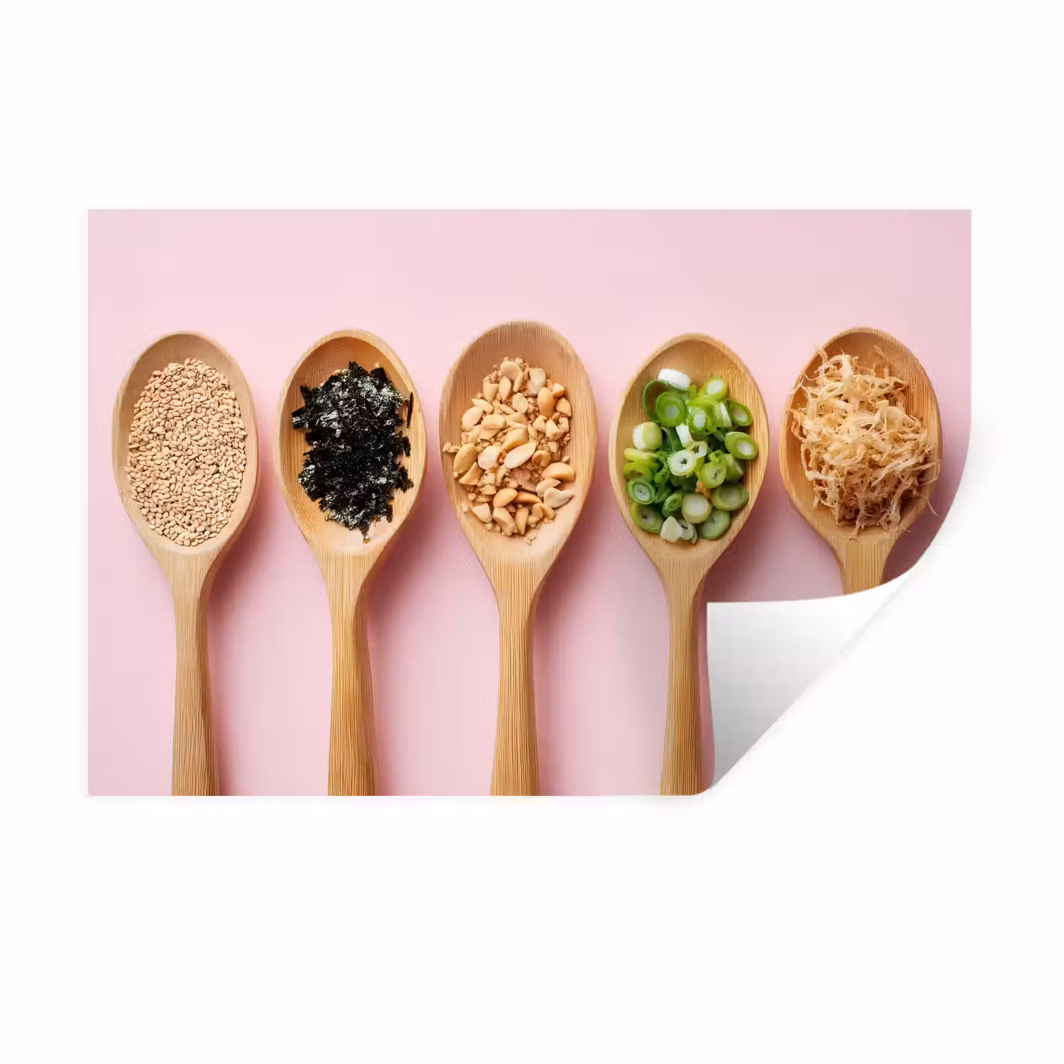 Ingrediënten - Lepels - Hout - Roze Muursticker klein -3d