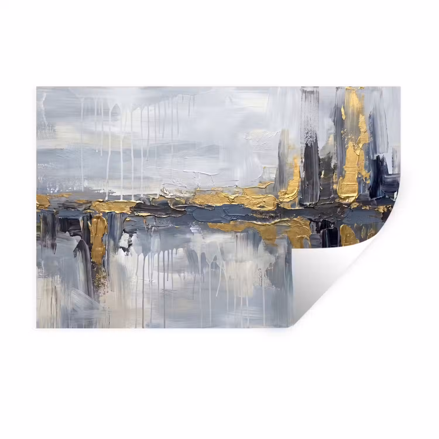 Abstract - Structuur - Goud - Grijs - Modern Muursticker klein -3d