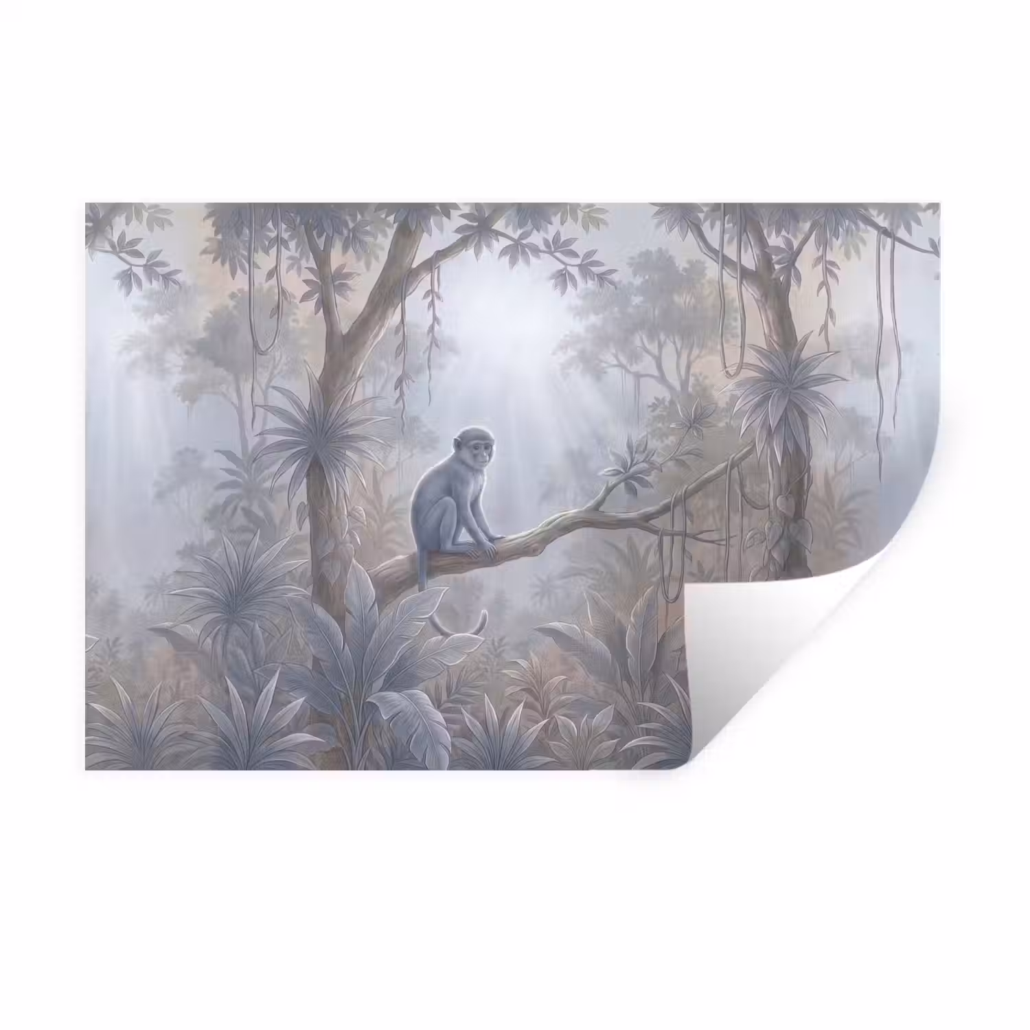 Aap - Boom - Jungle - Natuur - Grijs Muursticker klein -3d
