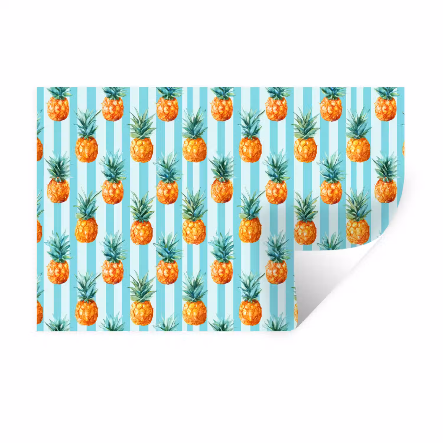 Ananas - Strepen - Groen Muursticker klein 286 -3d