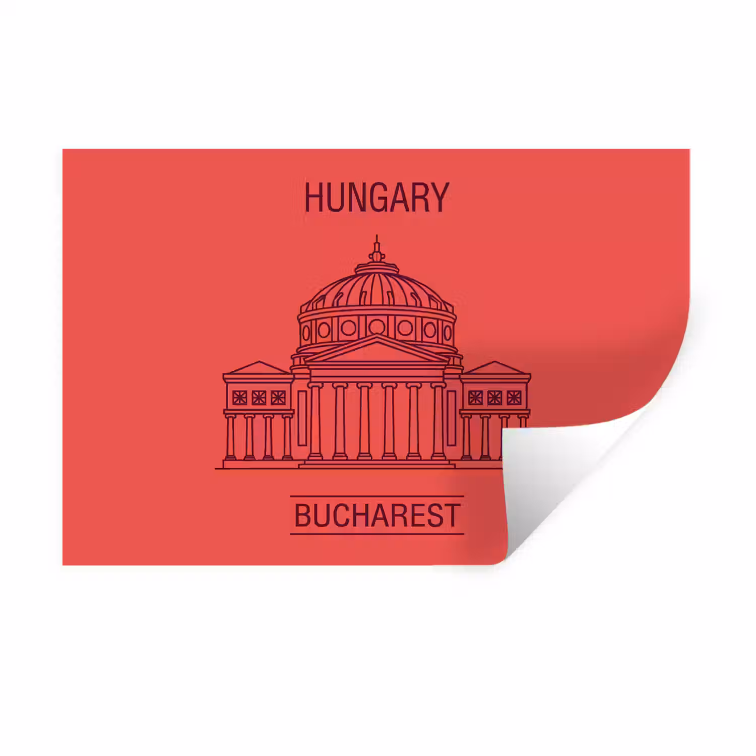Architectuur - Boekarest - Stedelijk - Lijntekening - Rood Muursticker klein -3d