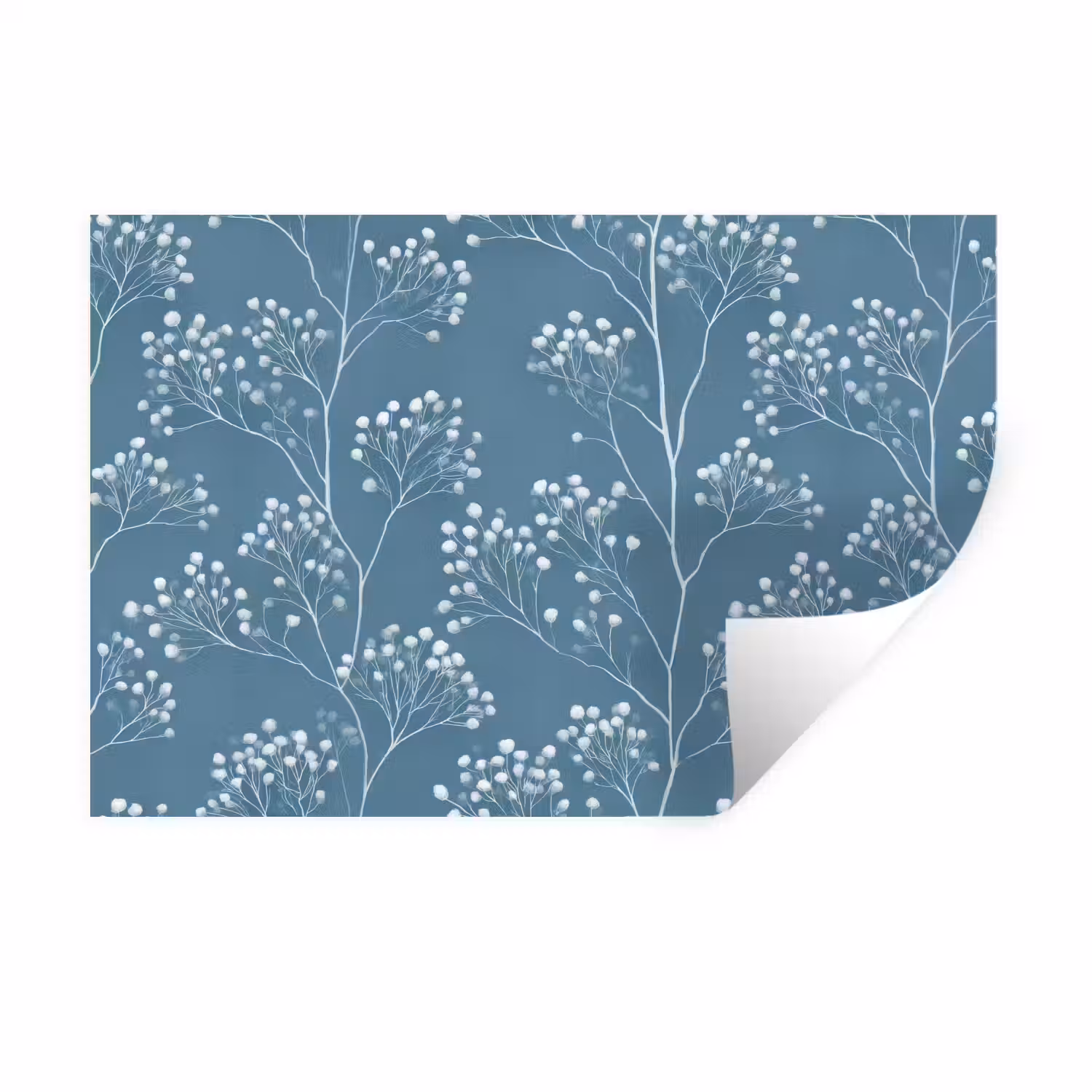 Takken - Bessen - Patroon - Lichtblauw Muursticker klein 286 -3d