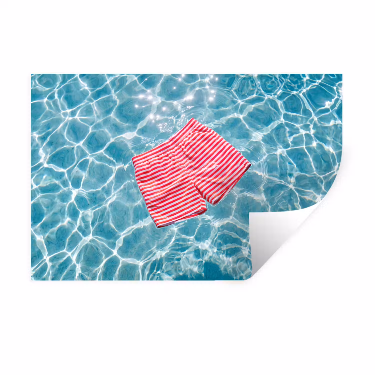 Zwemkleding - Gestreept - Water - Zomer - Rood-wit Muursticker klein -3d