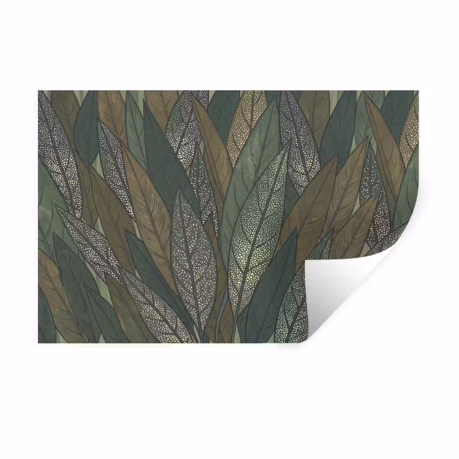 Bladeren - Patroon - Gestippeld - Natuur - Groen Muursticker klein -3d