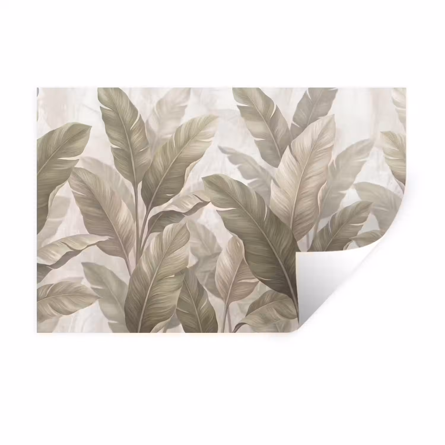 Bladeren - Tropisch - Natuur - Abstract - Beige Muursticker klein -3d