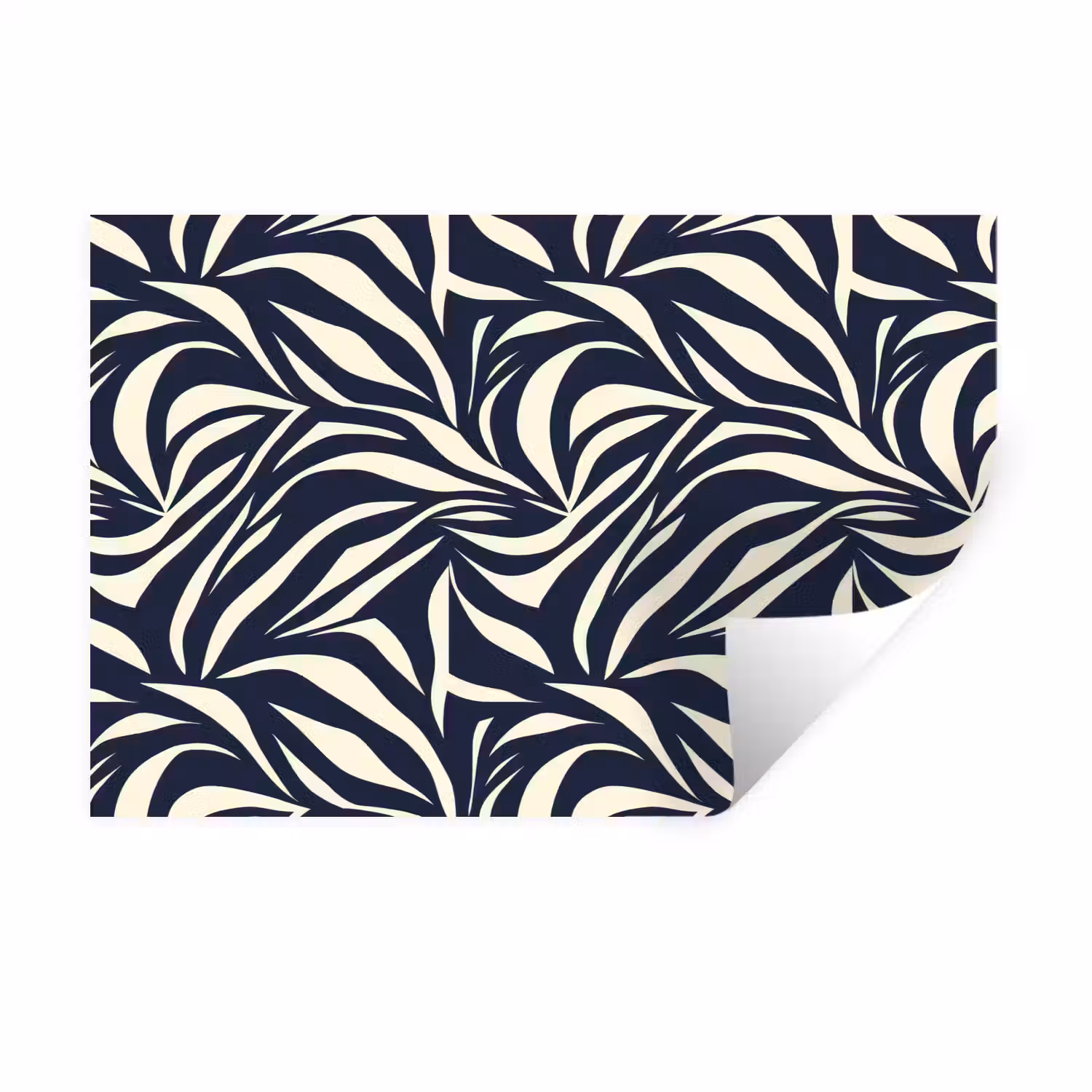 Bladvormen - Blauw - Patroon - Wit Muursticker klein 286 -3d