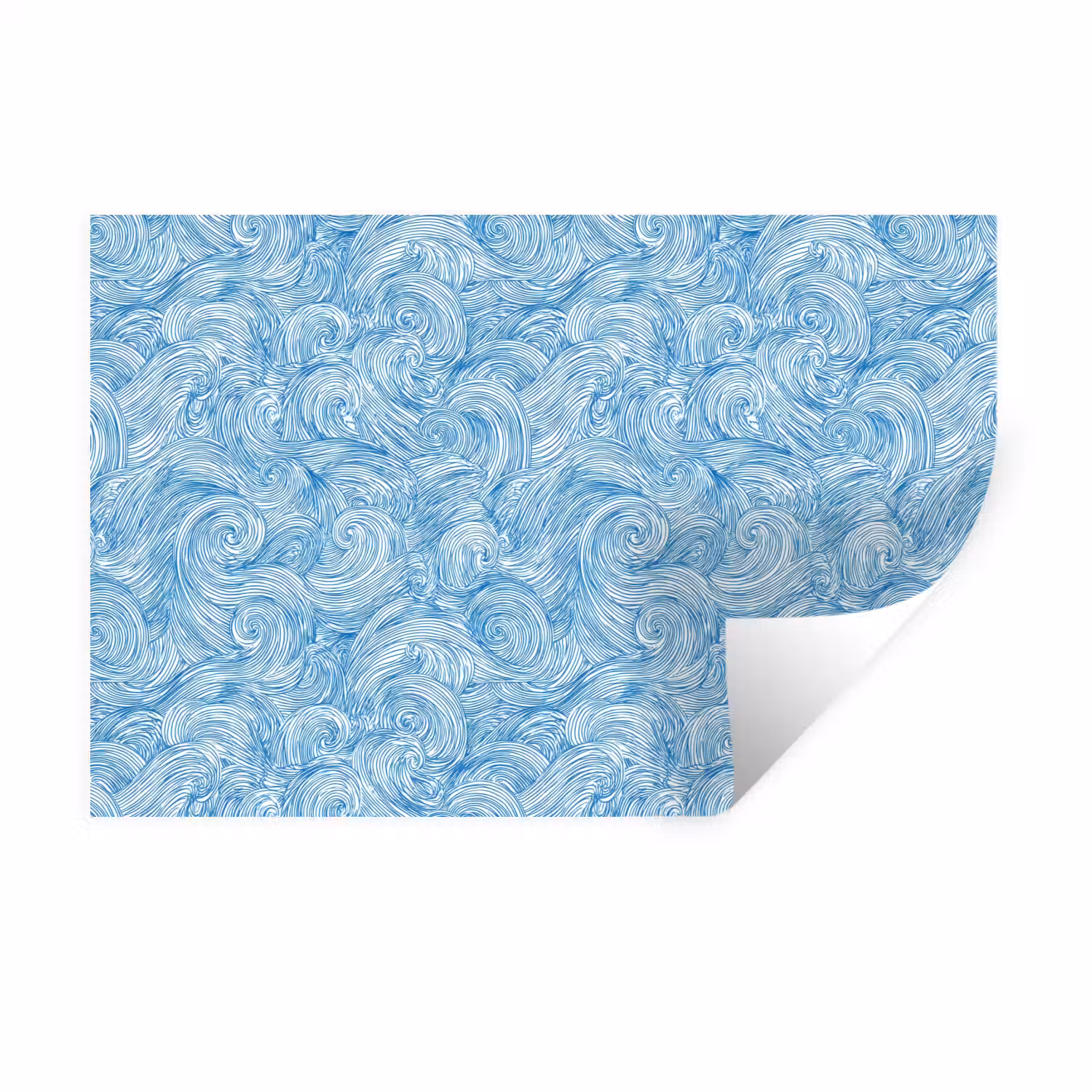 Blauw - Wit - Spiraal - Golven - Lijnen Muursticker klein 286 -3d