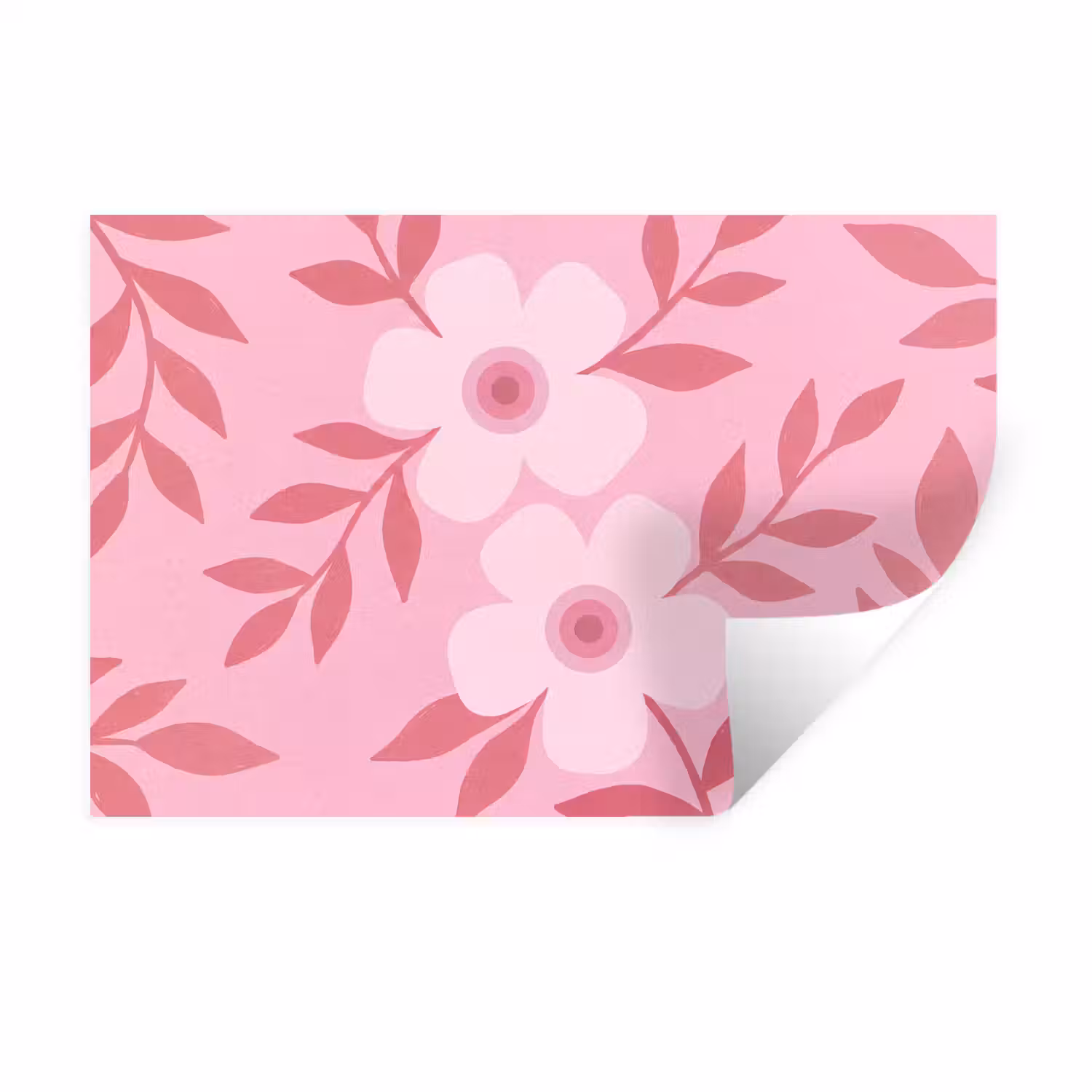 Bloemen - Abstract - Modern - Roze - Natuur Muursticker klein -3d