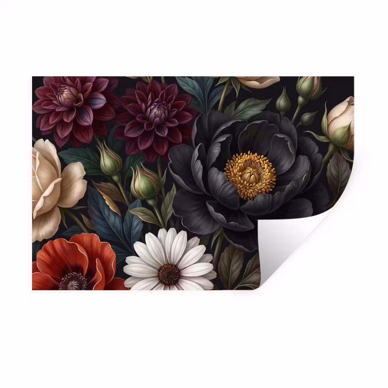 Bloemen - Boeket - Natuur - Klassiek - Weelderig Muursticker klein -3d