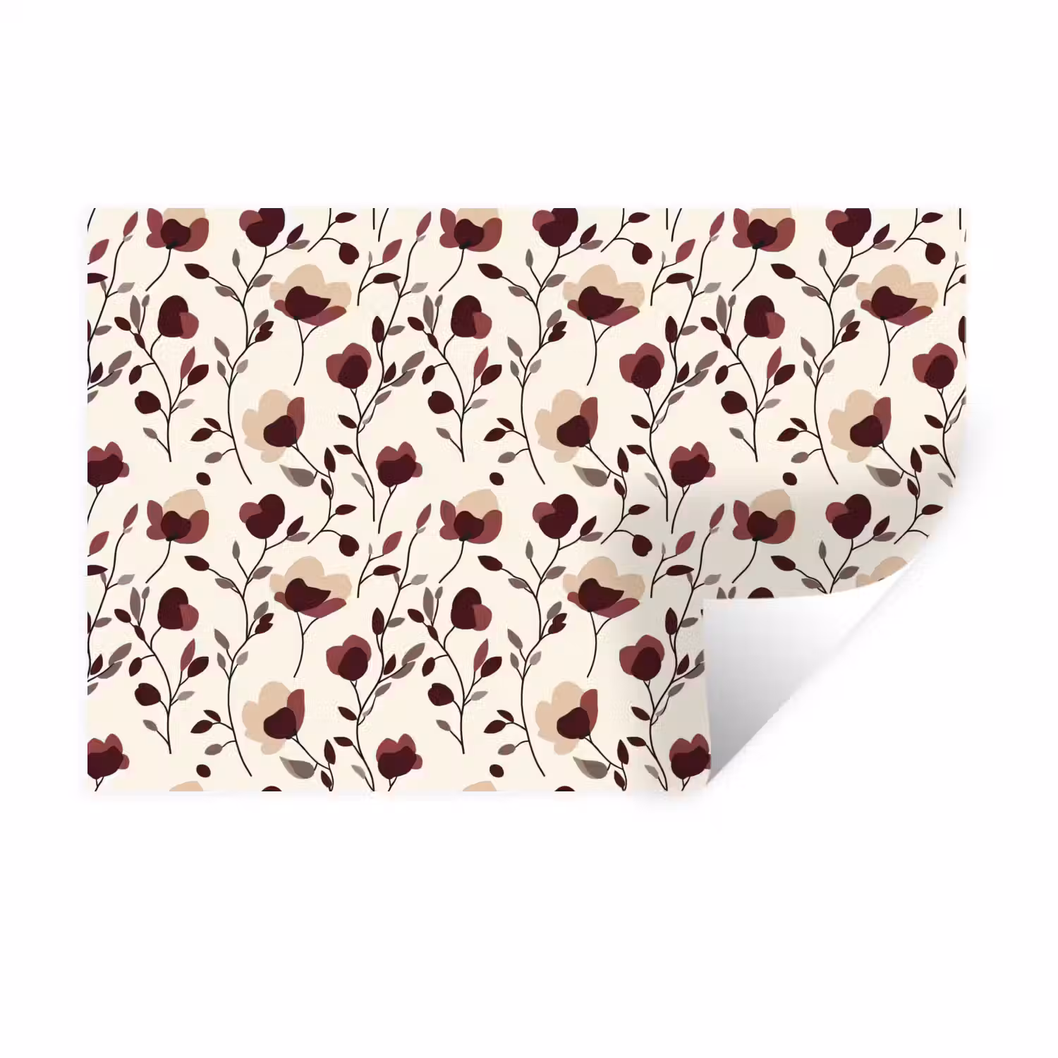 Bloemen - Botanisch - Bordeaux Muursticker klein 286 -3d