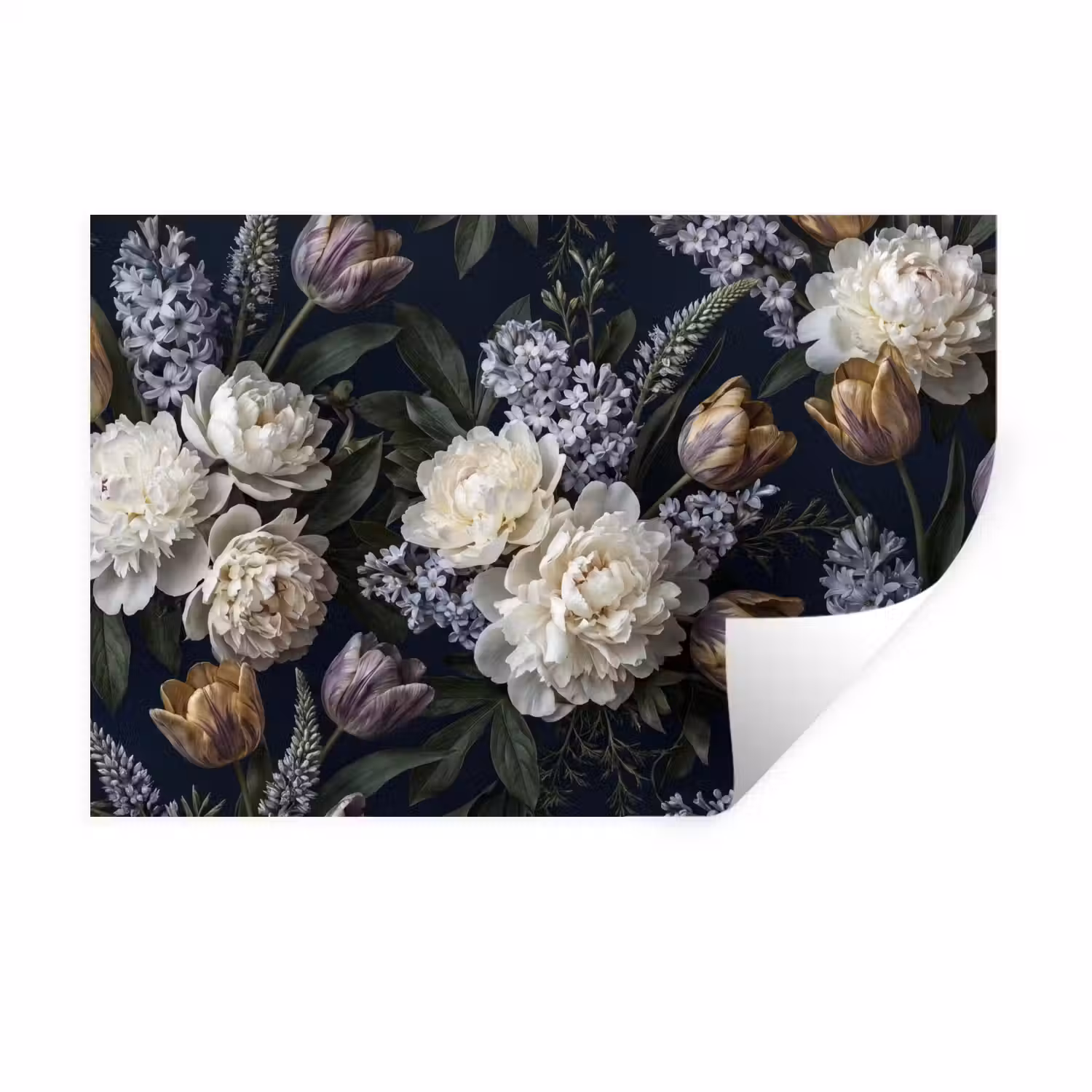 Bloemen - Donker - Elegant - Natuur - Wit Muursticker klein -3d