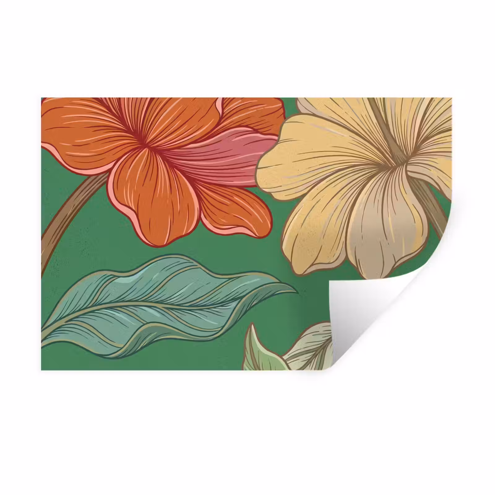 Wandtattoo – Blumen – Grün – Illustration - Bloemen - Groen - Illustratie Muursticker klein