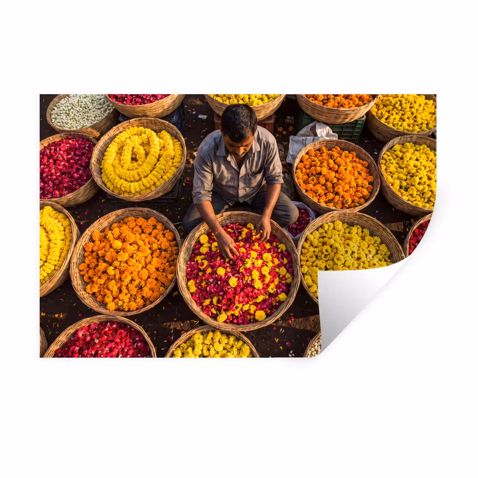 Wandtattoo – Blumen – Markt – Bunt - Bloemen - Markt - Kleurrijk Muursticker klein