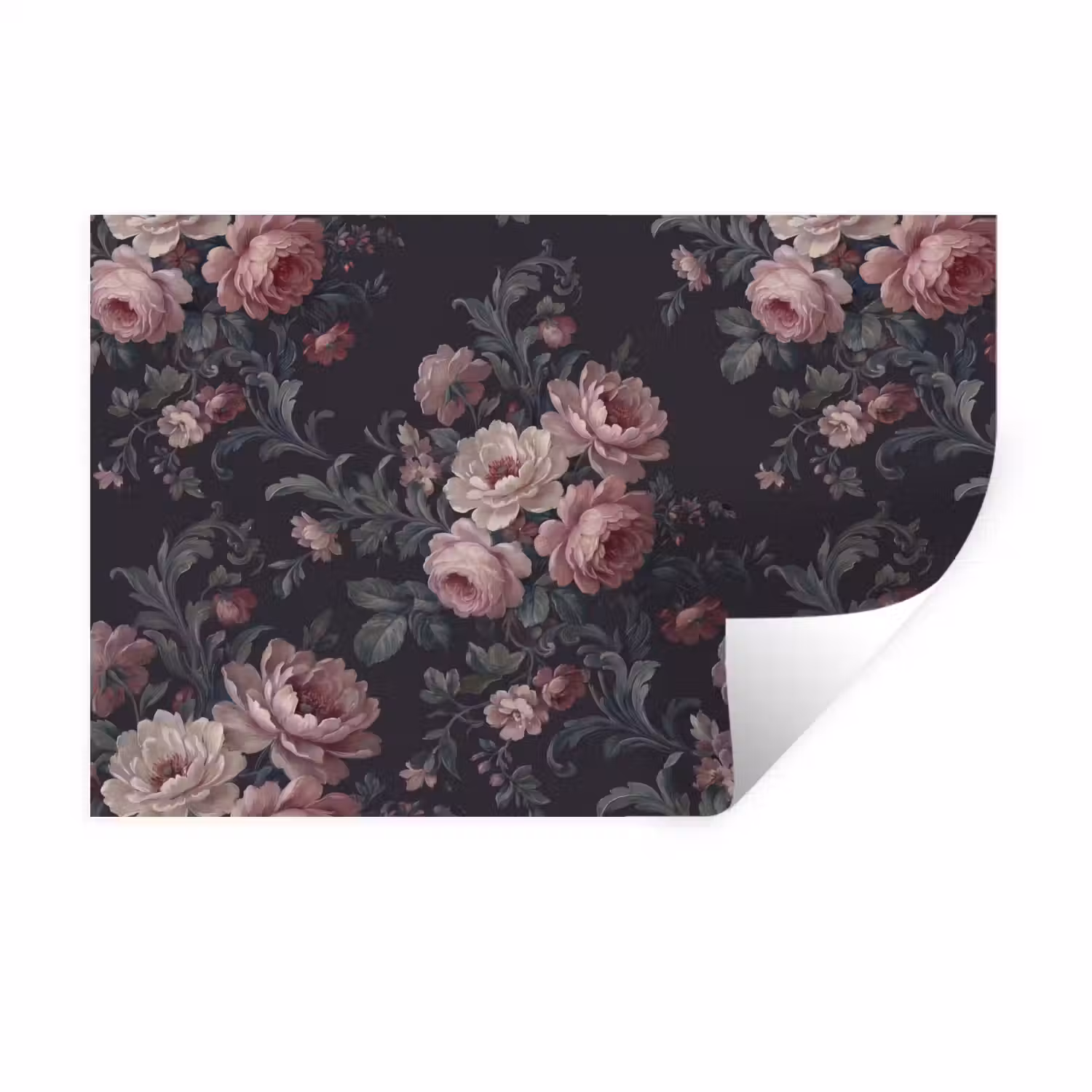 Bloemen - Patroon - Sierlijk - Roze - Donker Muursticker klein -3d