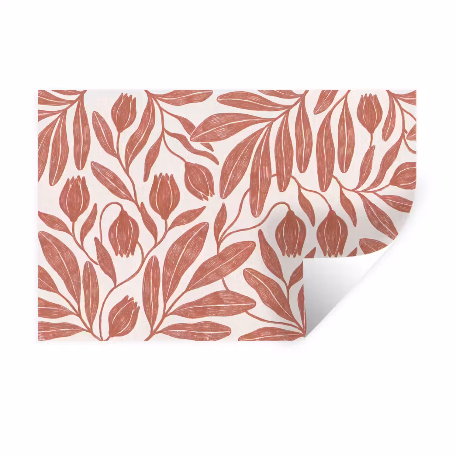 Bloemen - Patroon - Modern - Natuur - Bruin Muursticker klein -3d