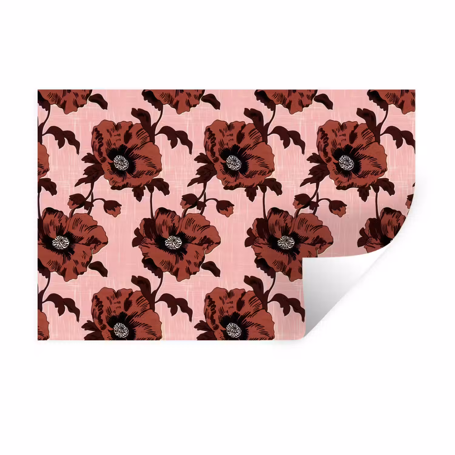 Bloemen - Retro - Rood Muursticker klein 286 -3d