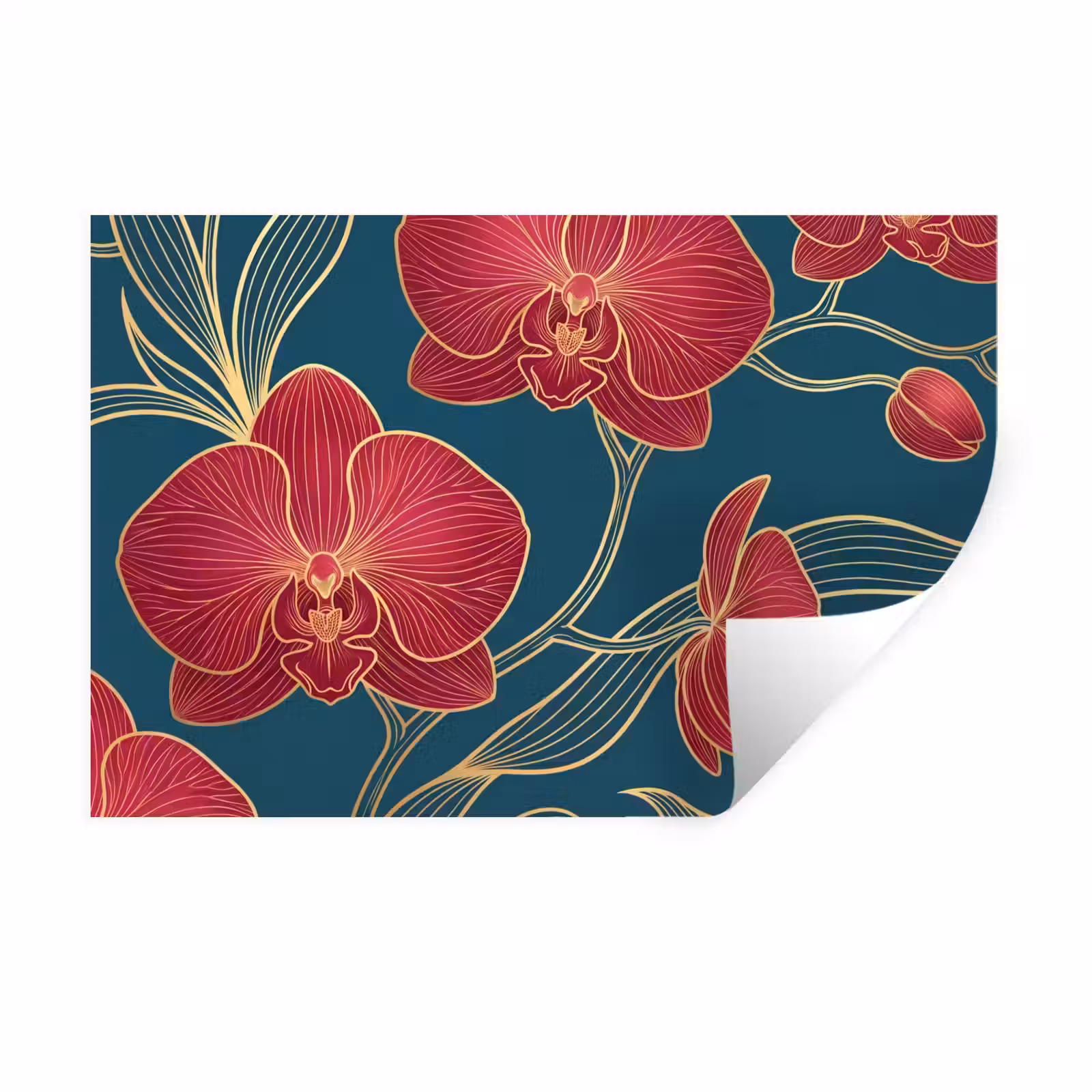 Wandtattoo – Blumen – Rot – Gold - Bloemen - Rood - Goud Muursticker klein