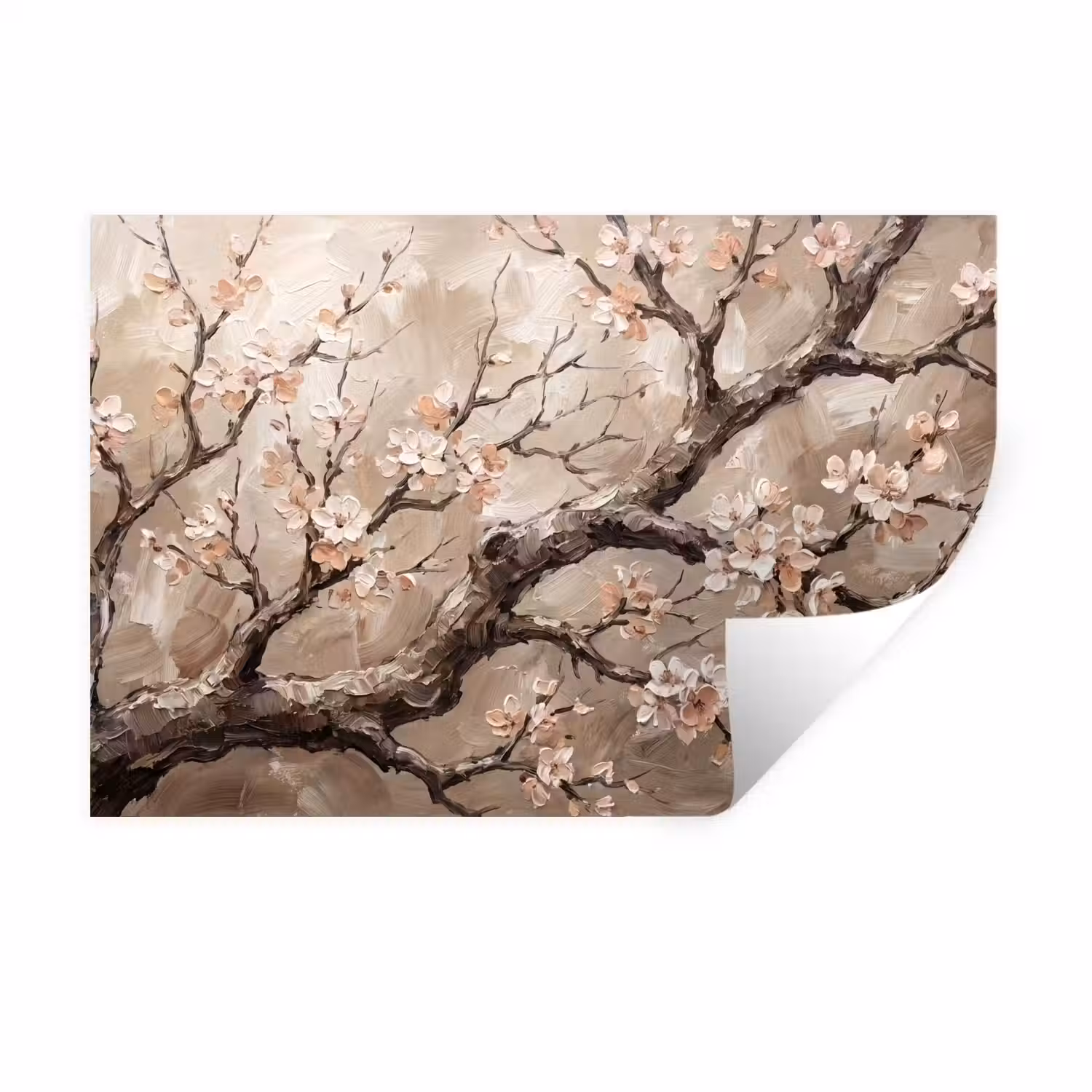 Bloesem - Takken - Schilderij - Beige - Serene Muursticker klein -3d