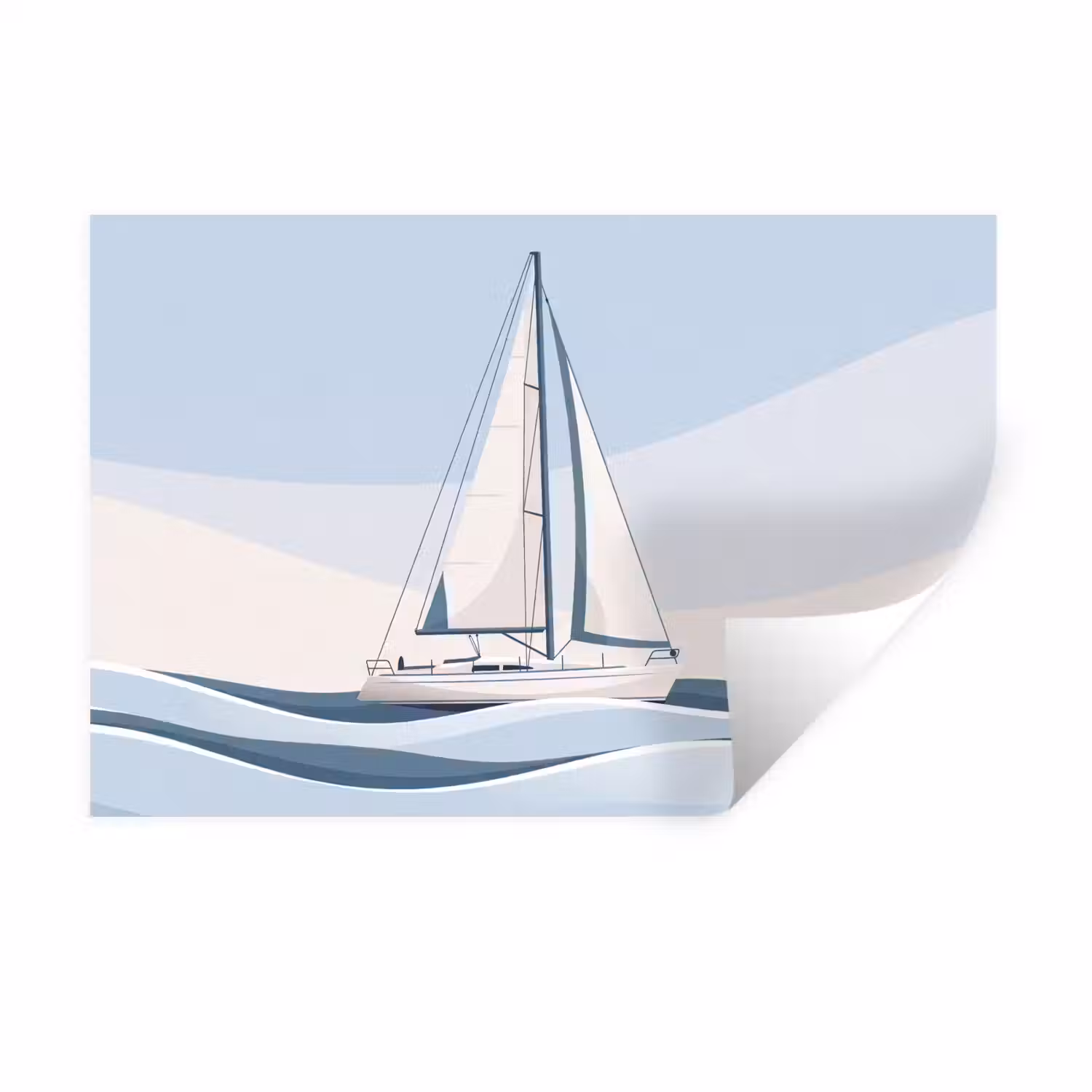 Boot - Zeil - Zee - Modern - Beige Muursticker klein -3d