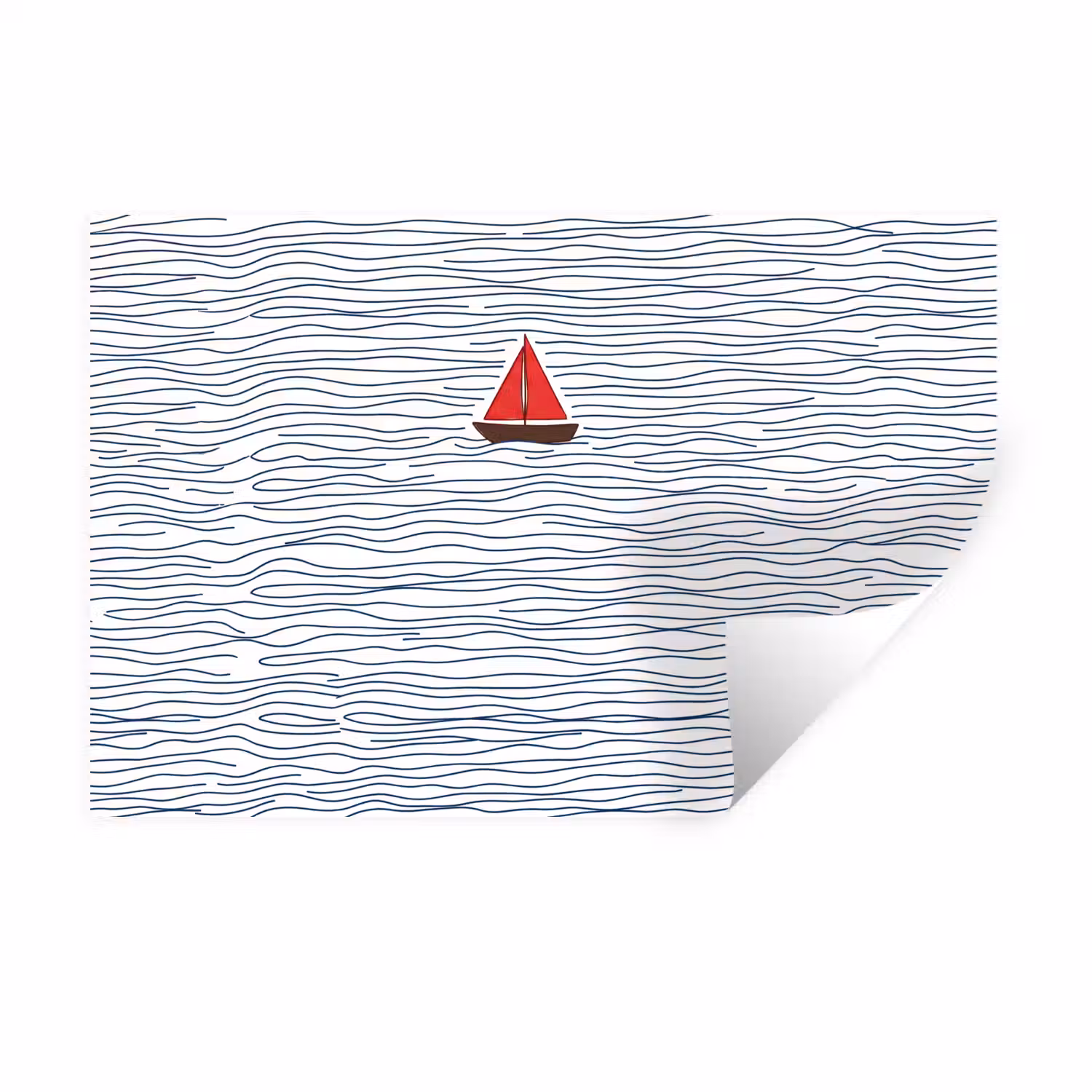 Boot - Water - Rood - Illustratie - Minimalistisch Muursticker klein -3d