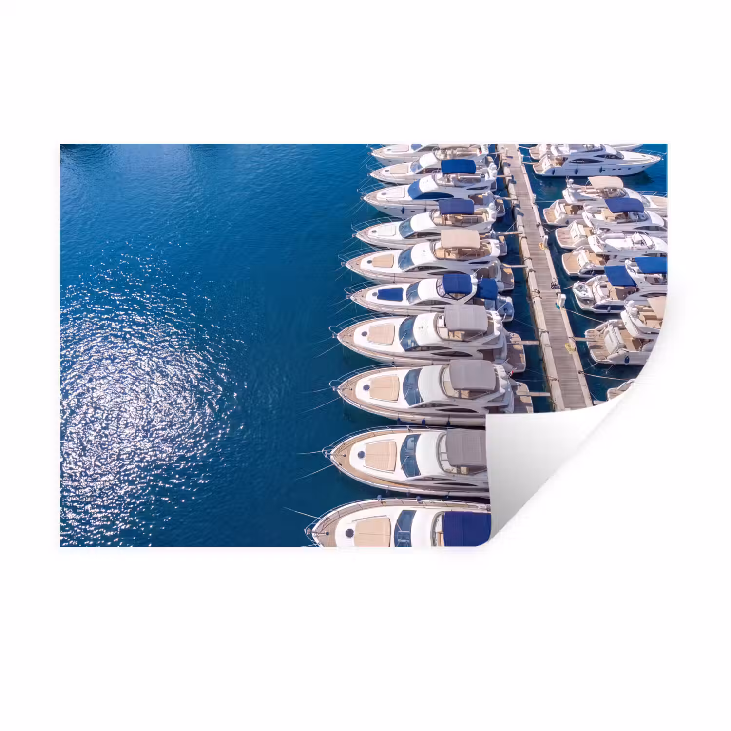 Boot - Jachthaven - Water - Zomer - Blauw Muursticker klein -3d