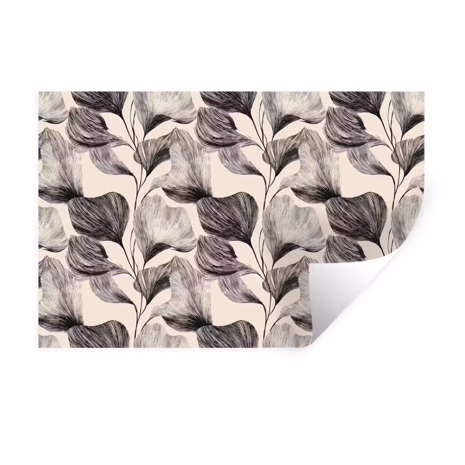 Botanisch - Bladeren - Zwart Muursticker klein 286 -3d