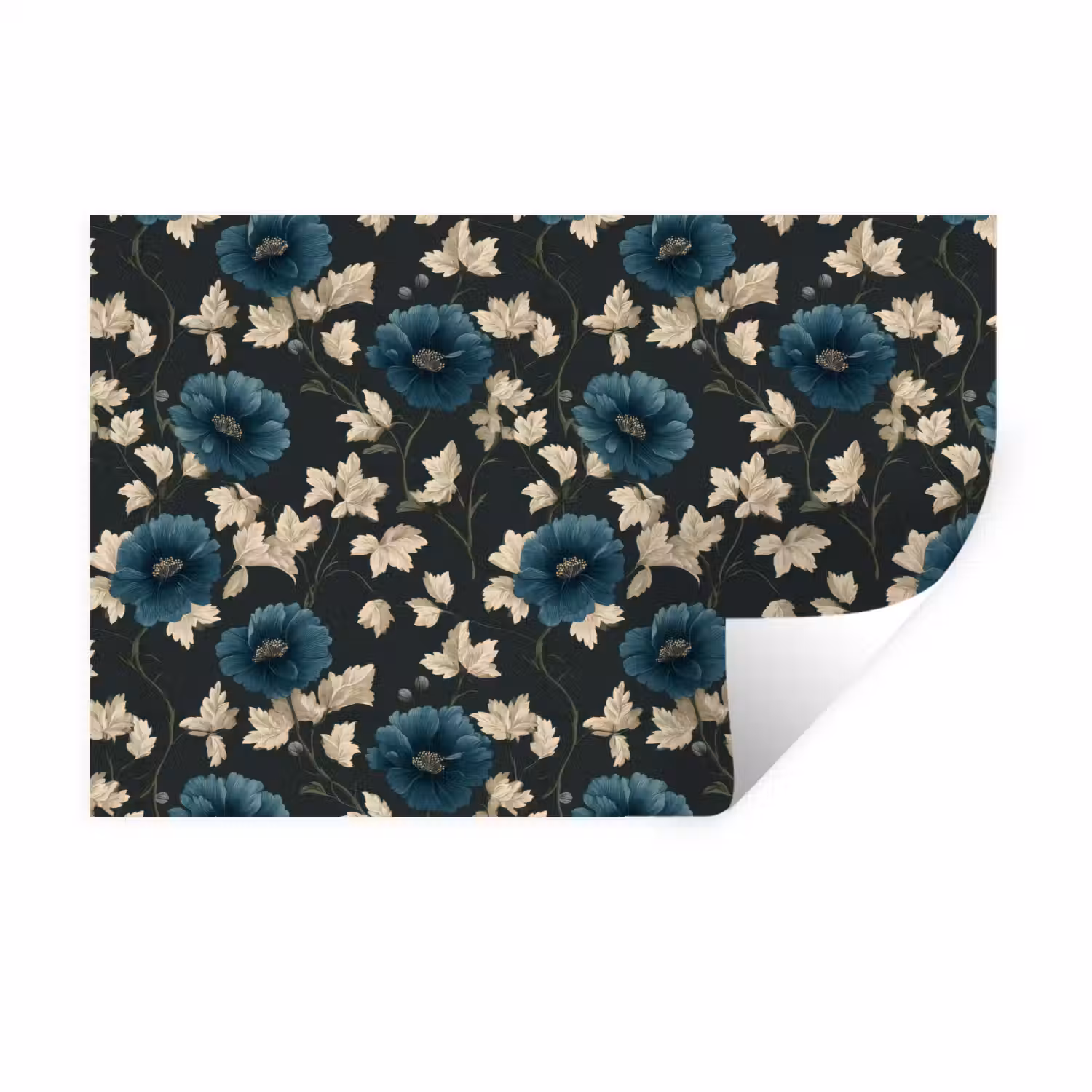 Botanisch - Bloemen - Blauw Muursticker klein 286 -3d