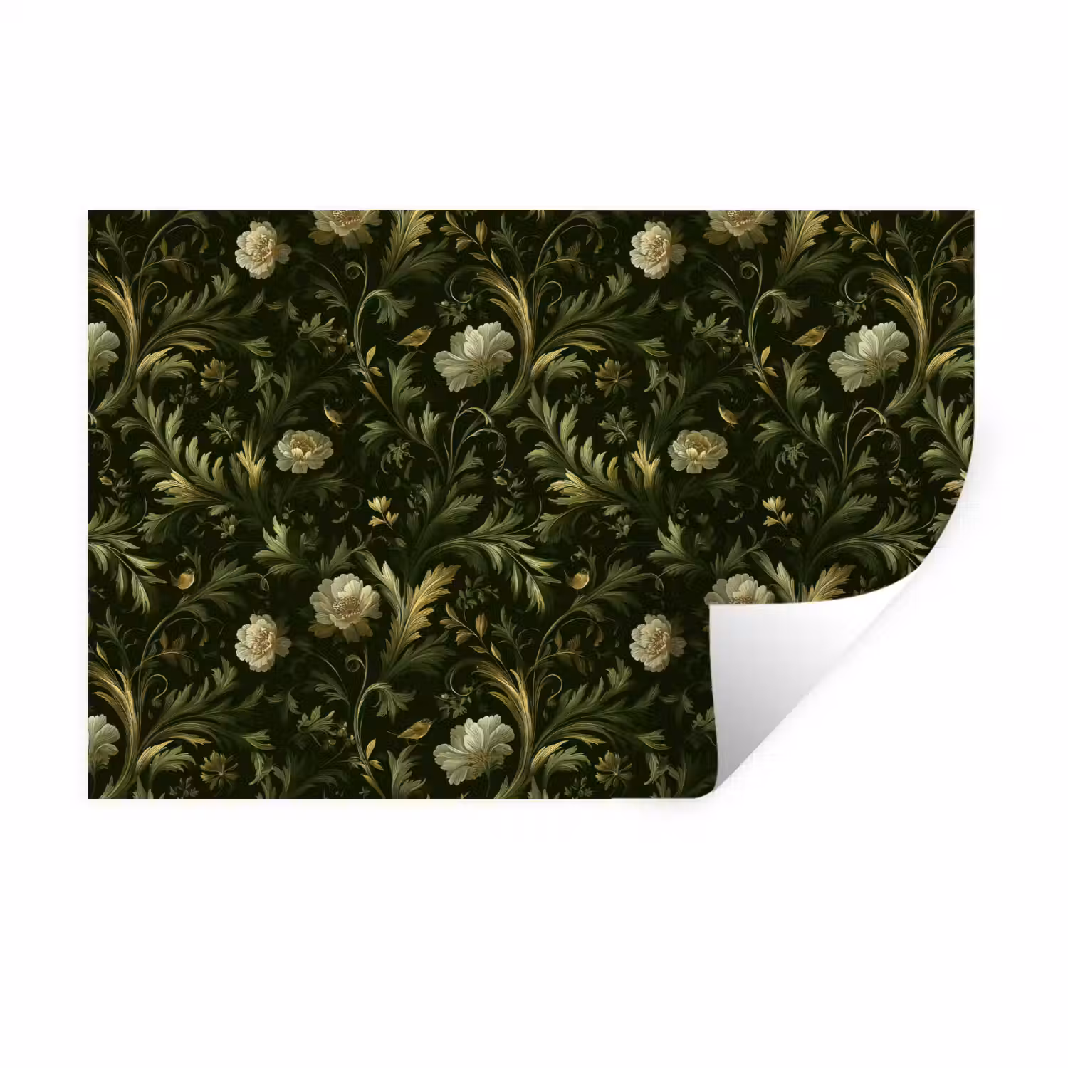Botanisch - Naadloos - Bloemen Muursticker klein 286 -3d