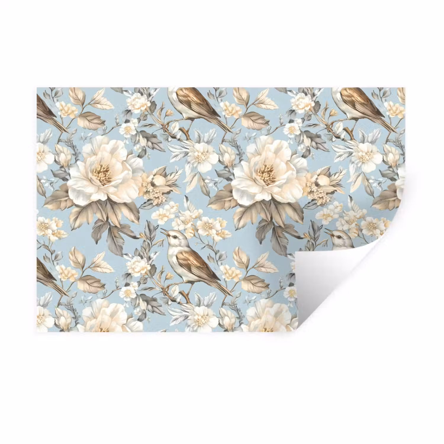Botanisch - Zangvogel - Blauw Muursticker klein 286 -3d