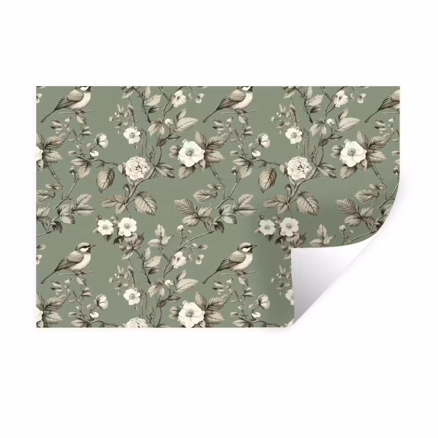 Botanisch - Vogels - Groen Muursticker klein 286 -3d