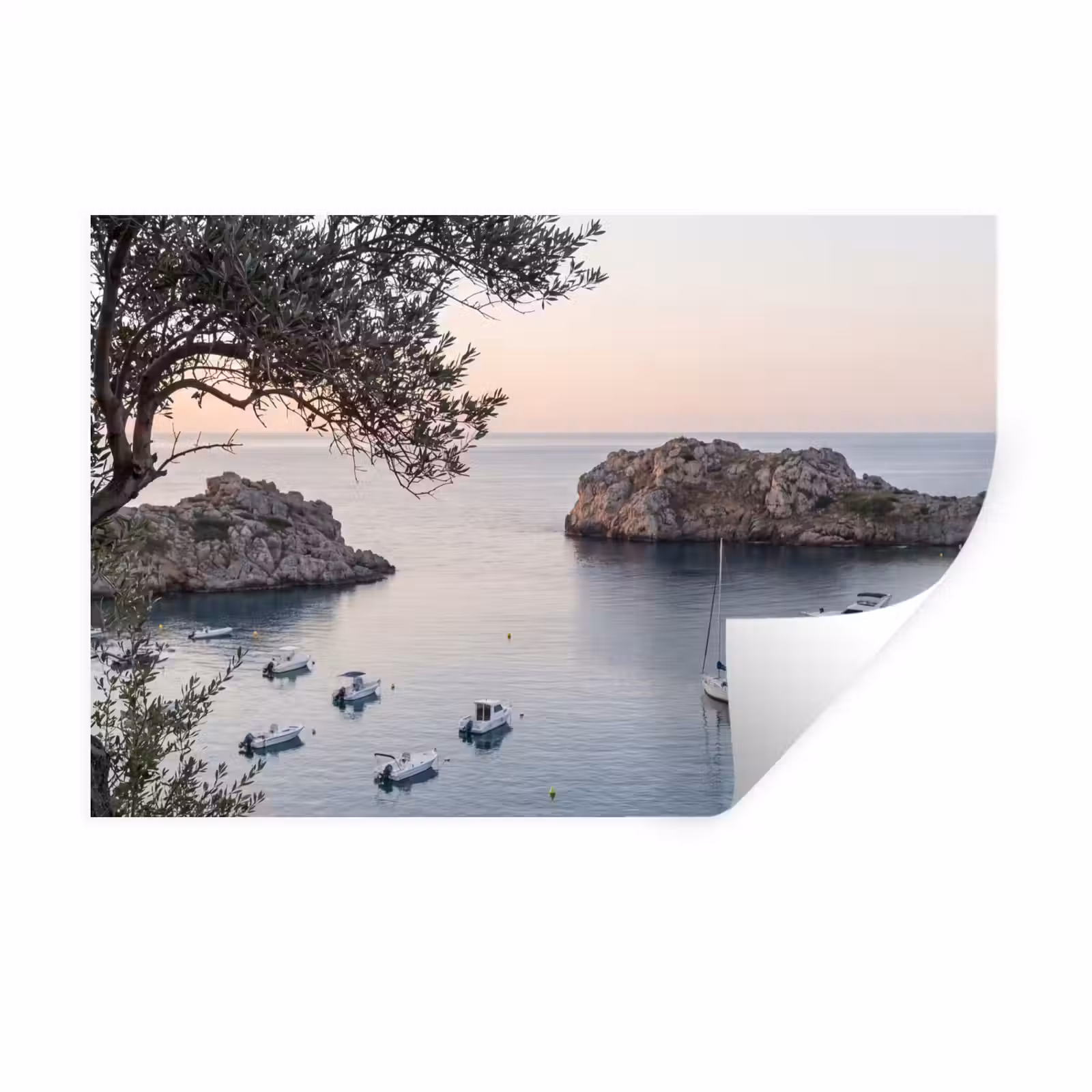Wandtattoo – Bucht – Boote – Sonnenuntergang - Baai - boten - zonsondergang Muursticker klein