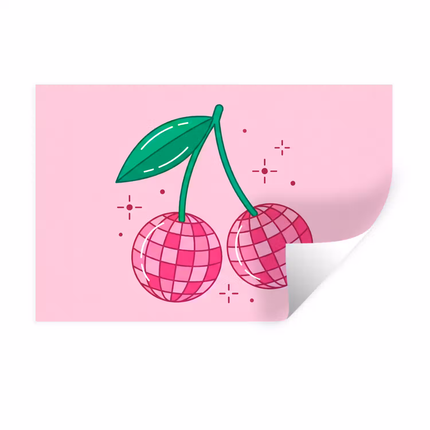 Decoratie - Disco-bal - Feest - Roze Muursticker klein -3d