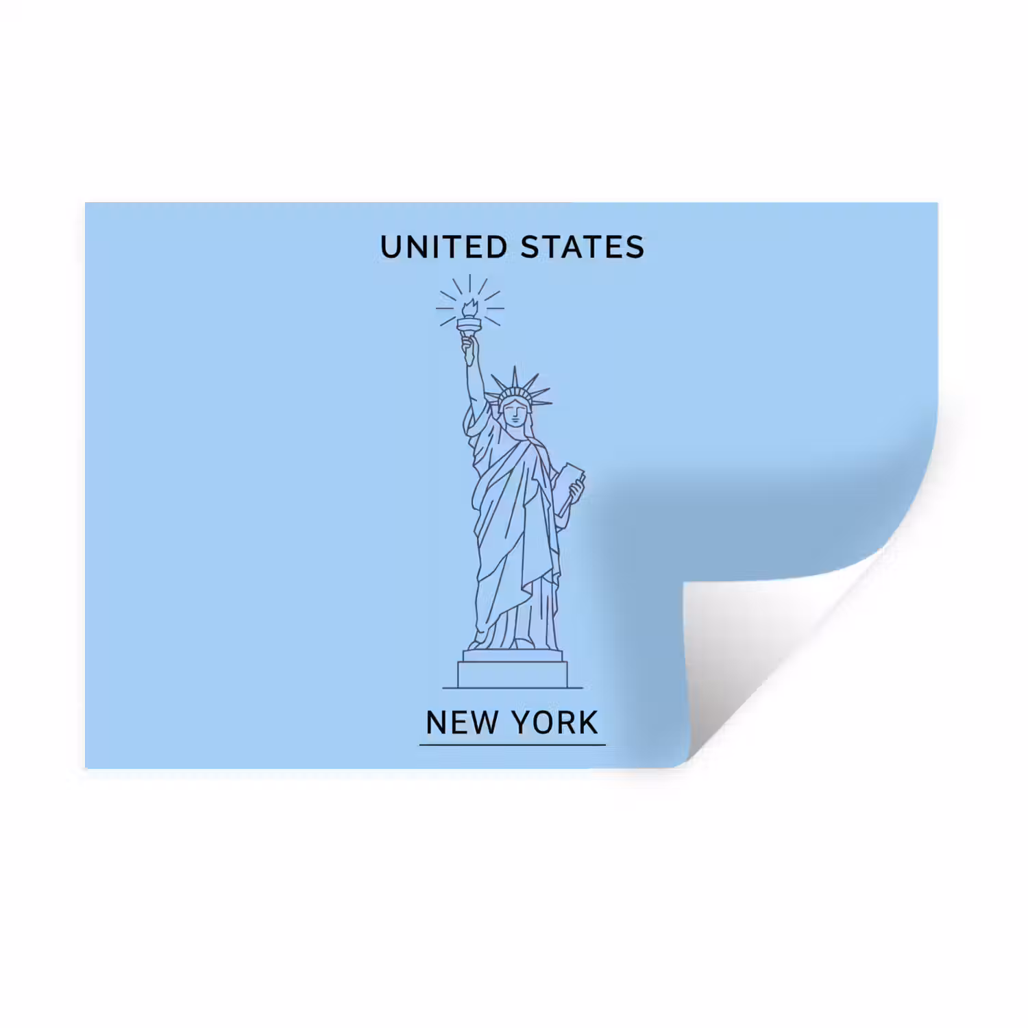 Monument - Vrijheidsbeeld - New York - Minimalistisch - Blauw Muursticker klein -3d